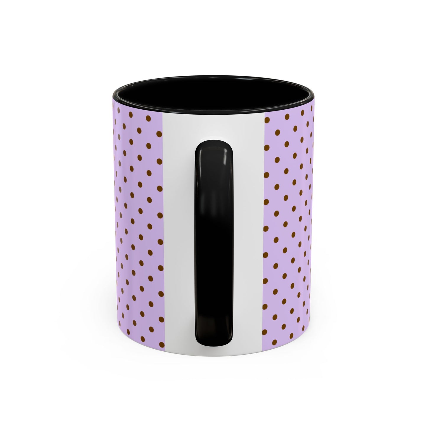 Bonjour Polka Dot Accent Coffee Mug, Lavender, Cute French Café Gift