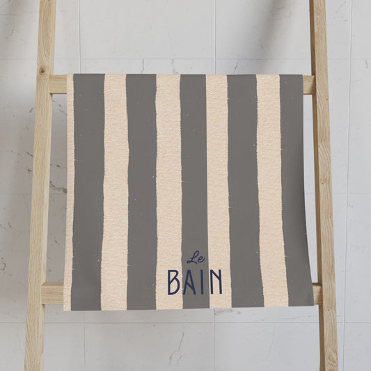 Le Bain Grey Striped Hand Towel — Grey & Cream French Bathroom Decor