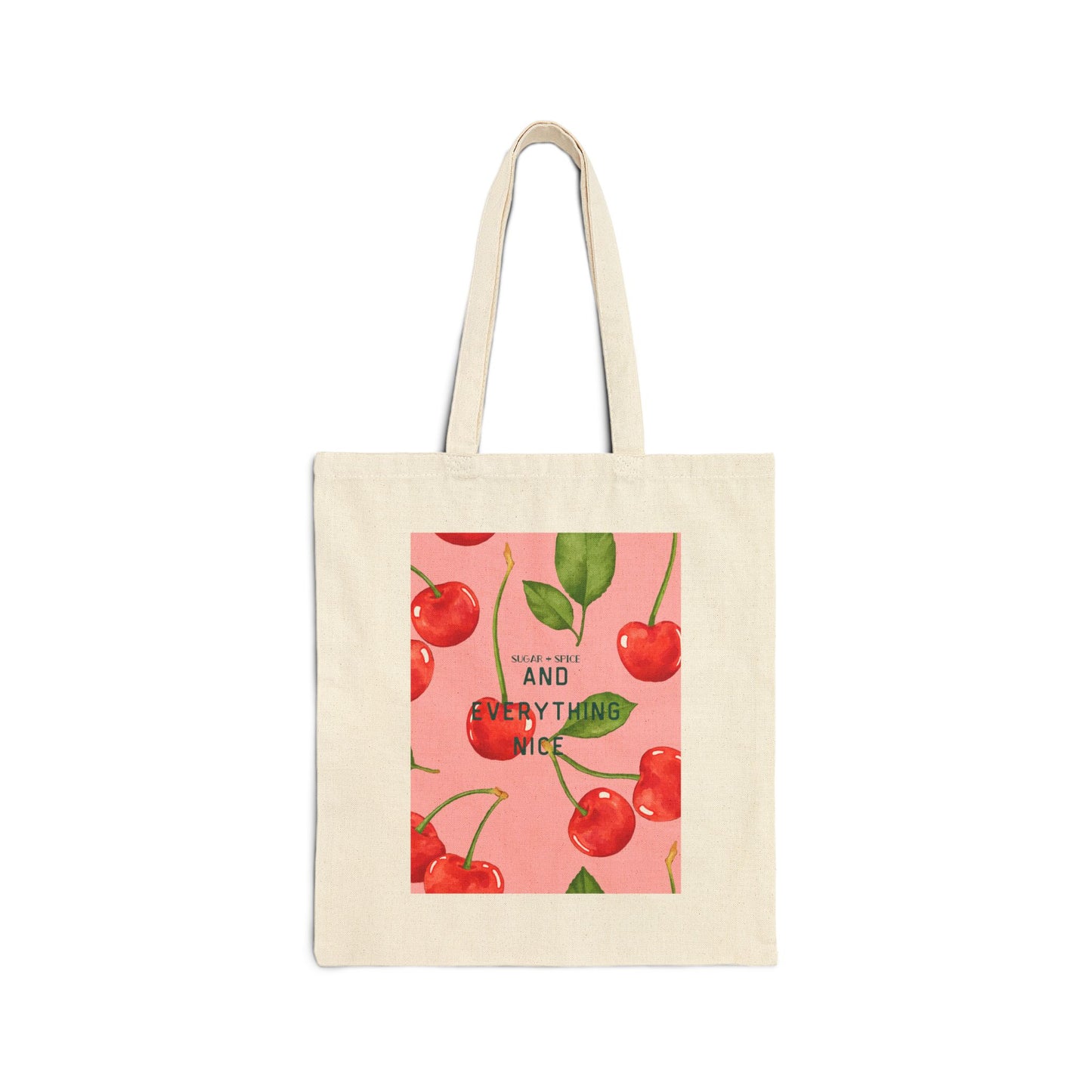 And Everything Nice Girly Canvas Tote Bag, Cherry