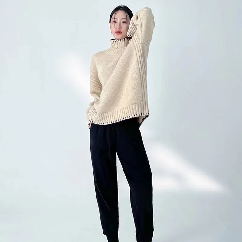 Oversized Wool Cashmere Turtleneck | Ladies Ski Apparel