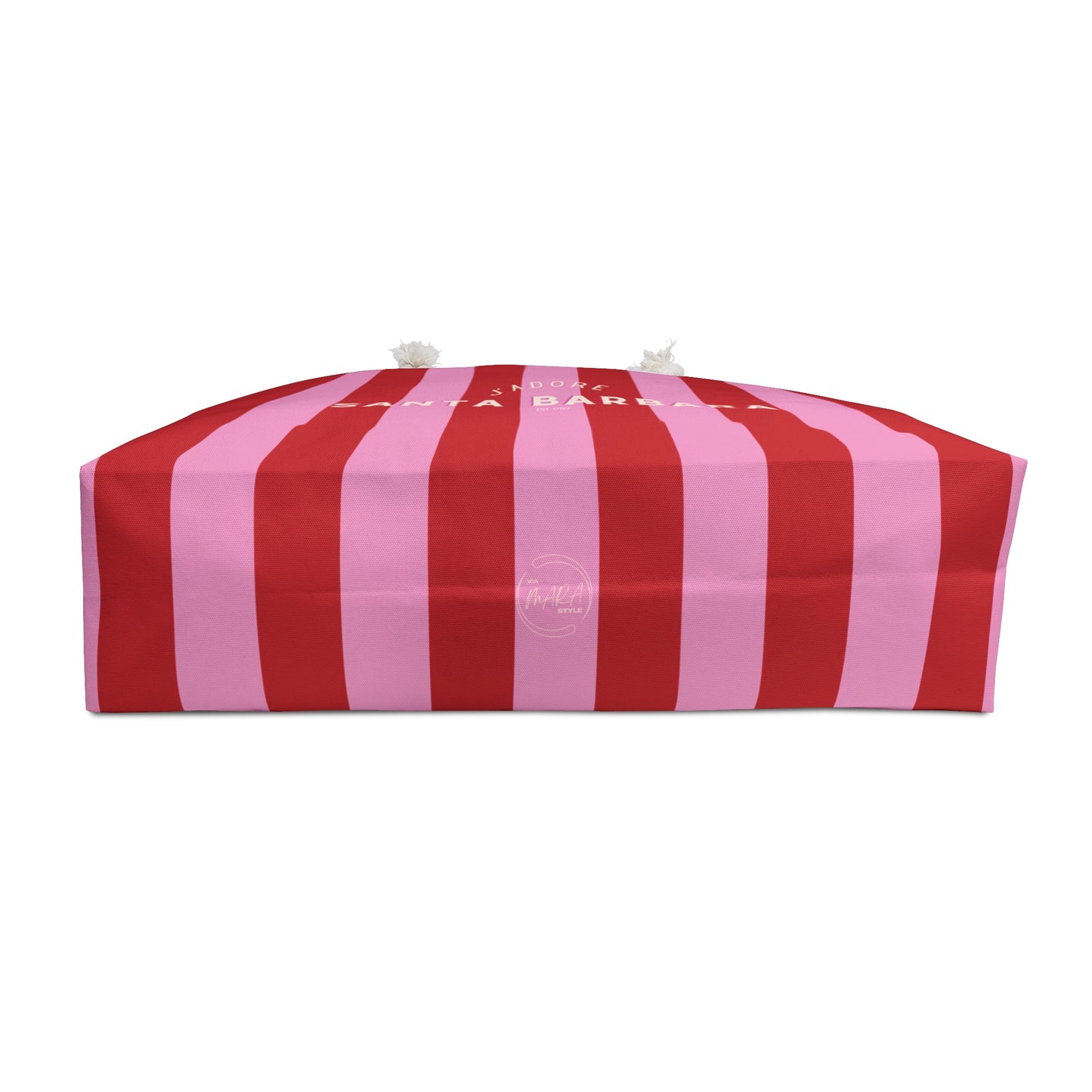 J'adore Santa Barbara Striped Weekender Bag — Pink & Red Beach Tote