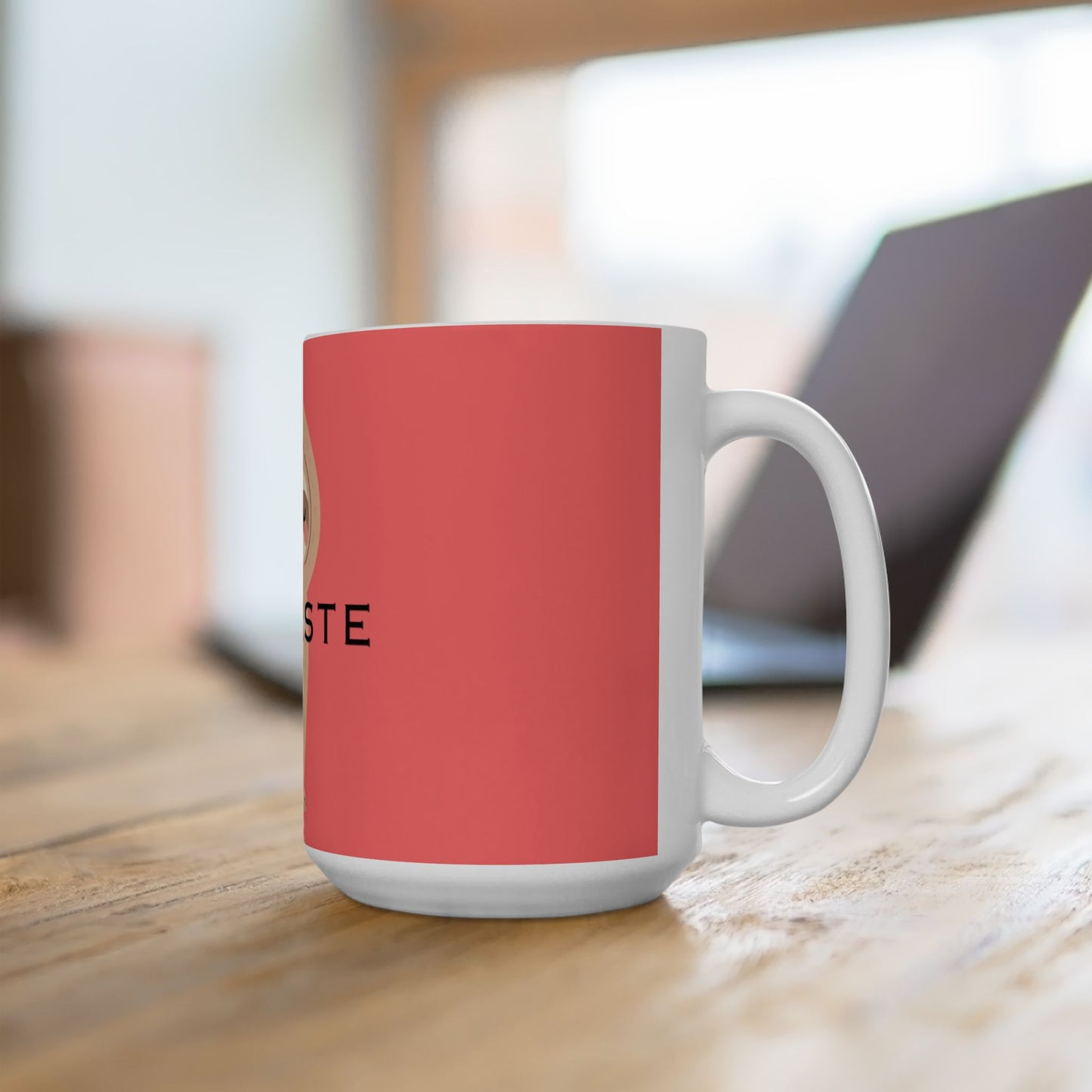 NAMASTE Whimsical Ceramic Mug, CORAL – Cute Yoga Coffee Cup (11oz & 15oz)