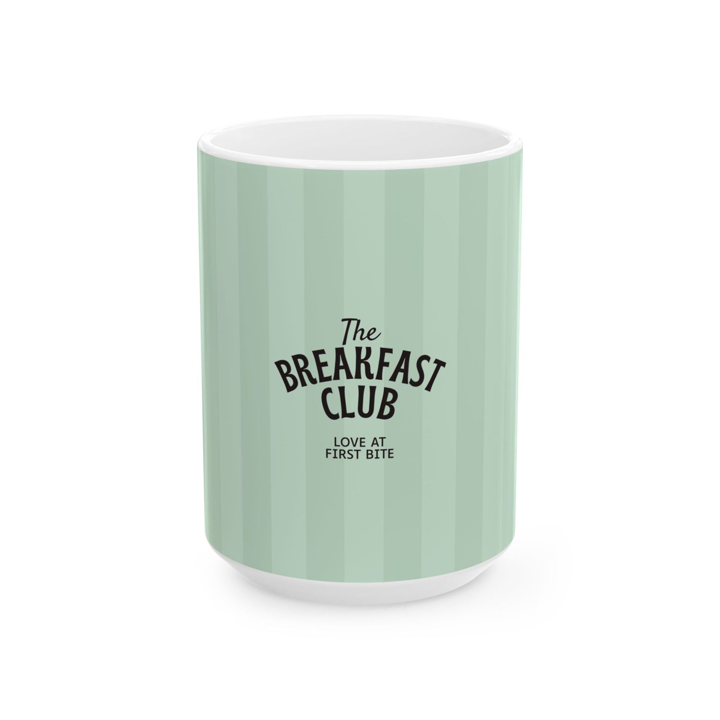 Ceramic Mug — "The Breakfast Club" Mint Striped Coffee Mug (11oz & 15oz)