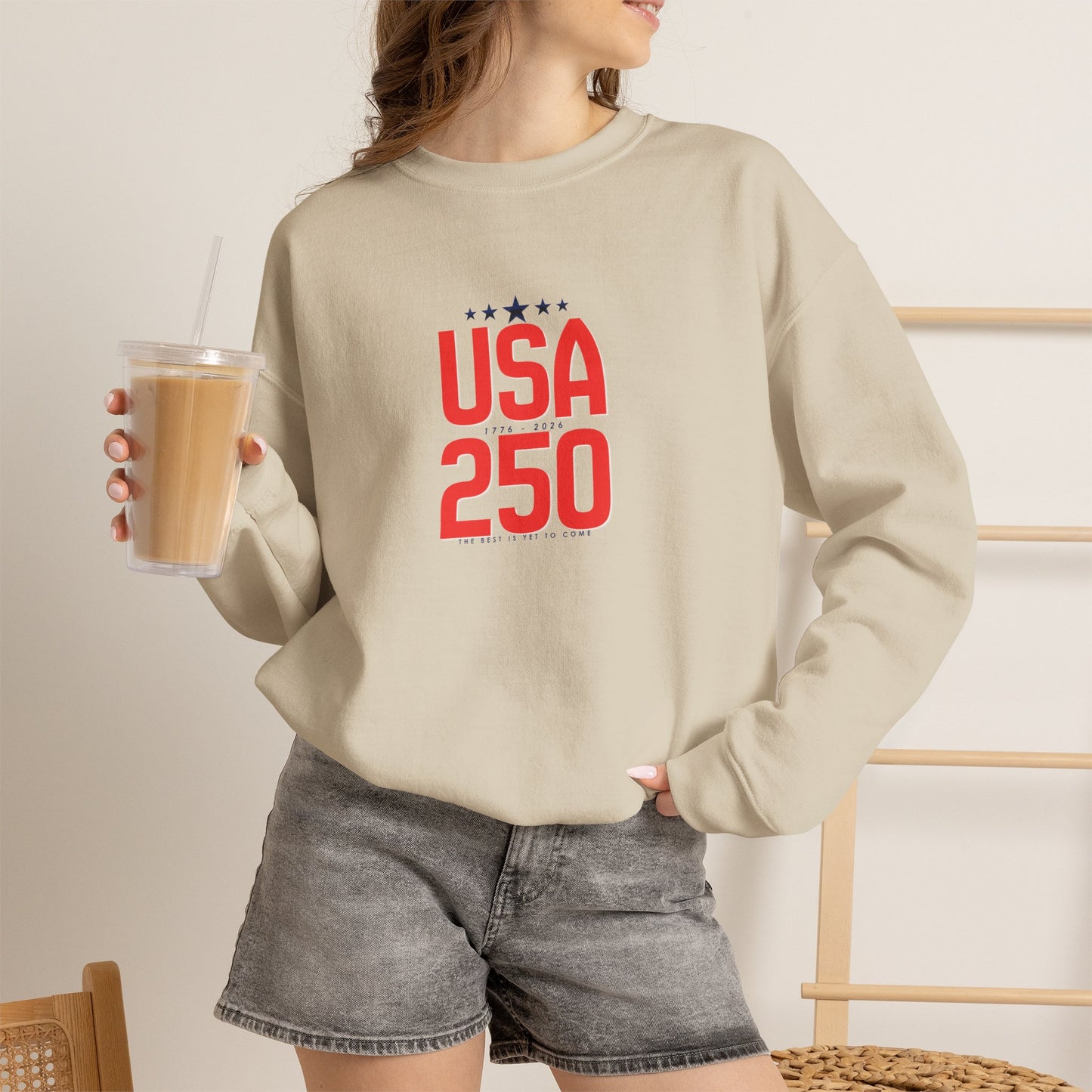 USA 250 Crewneck Sweatshirt — Patriotic 250th Anniversary Pullover