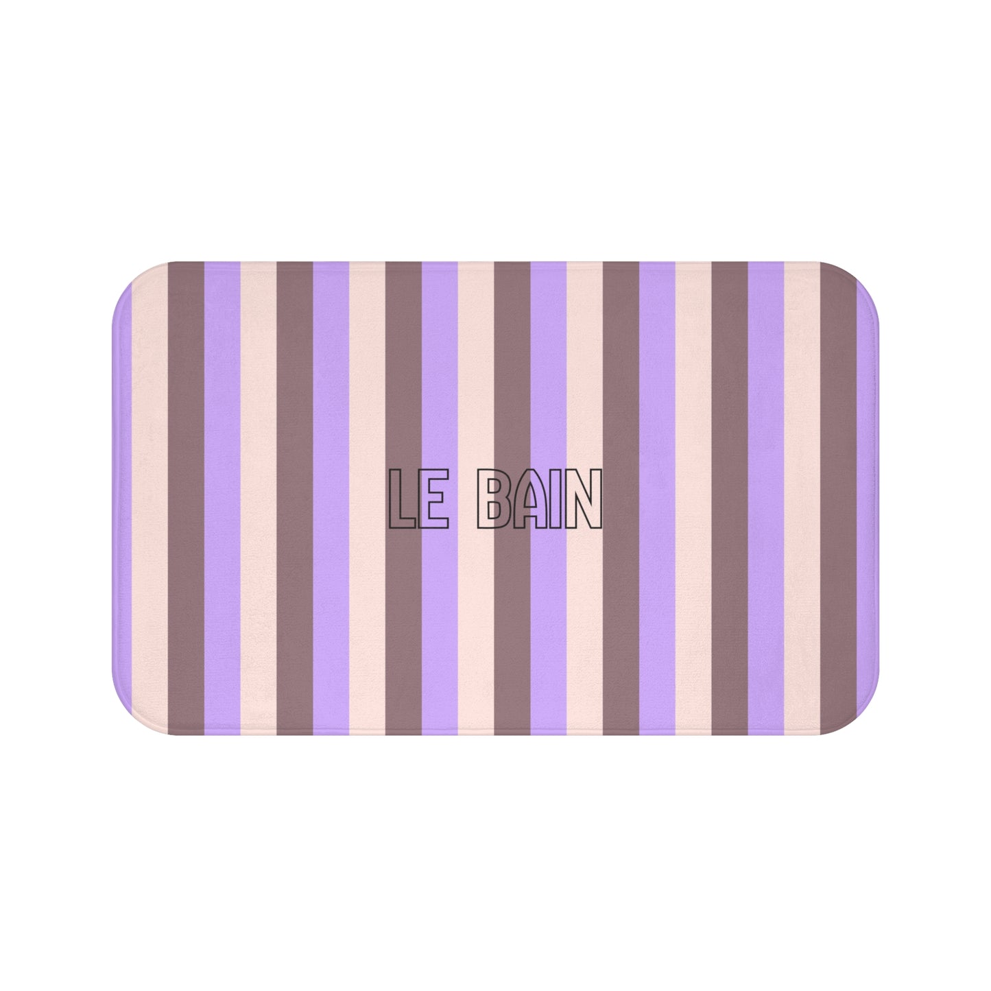 Le Bain Striped Bath Mat — Lavender & Taupe Modern Bathroom Rug