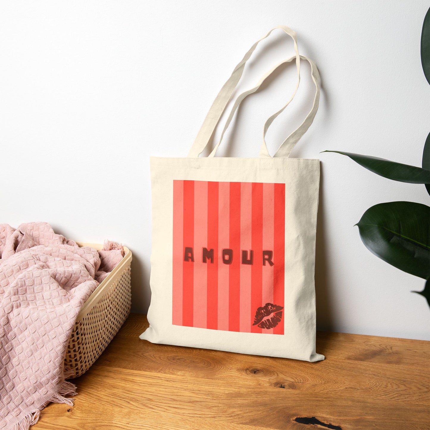 Playful AMOUR Cotton Canvas Tote Bag