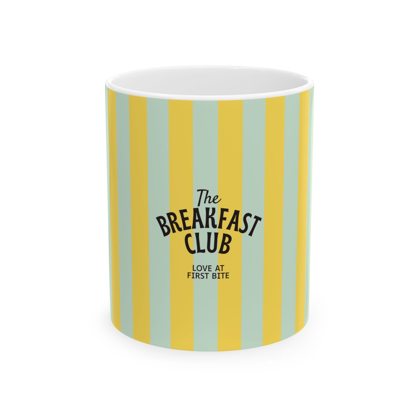 Ceramic Mug — "The Breakfast Club" Yellow Striped Coffee Mug (11oz & 15oz)