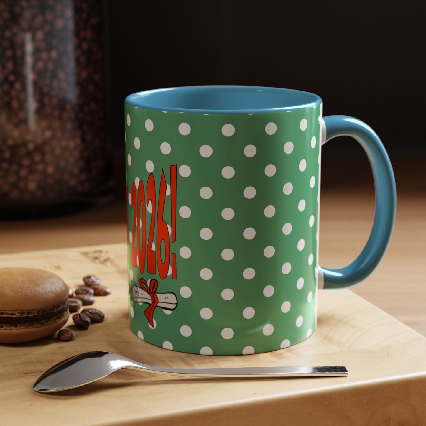 Class of 2026 Polka Dot  Mint Green Coffee Mug — Graduation Gift