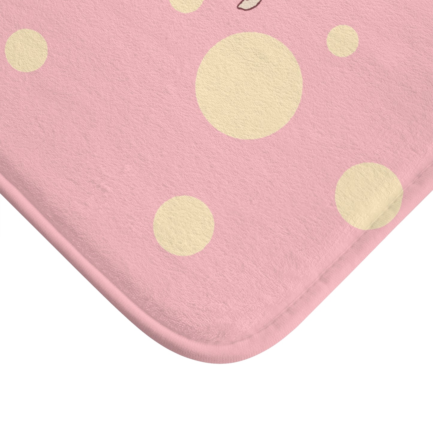 Soapy Pink Bath Mat – Cute Polka Dot Bathroom Rug