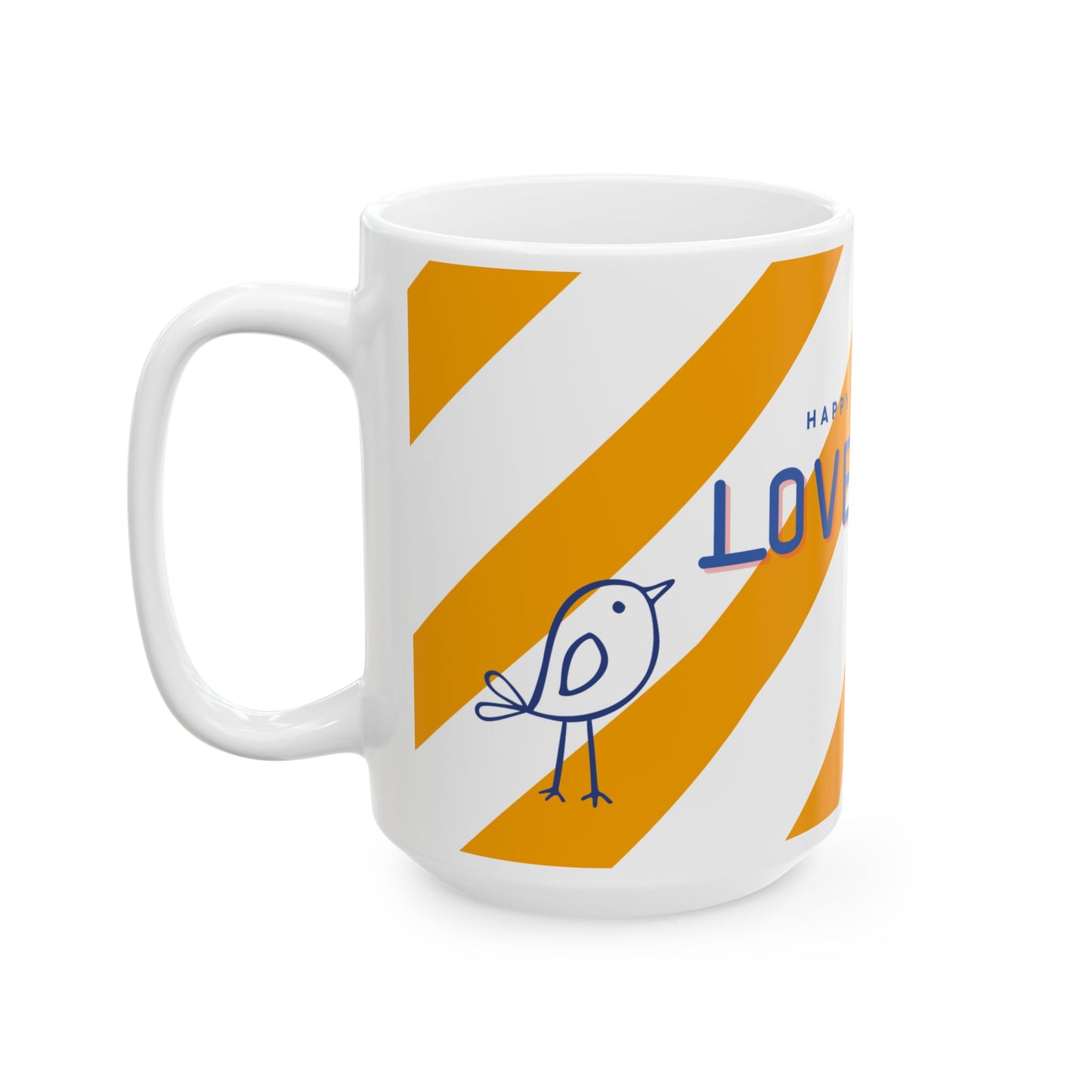 LoveBirds Preppy Couples Mug, Yellow | Newlywed Gift