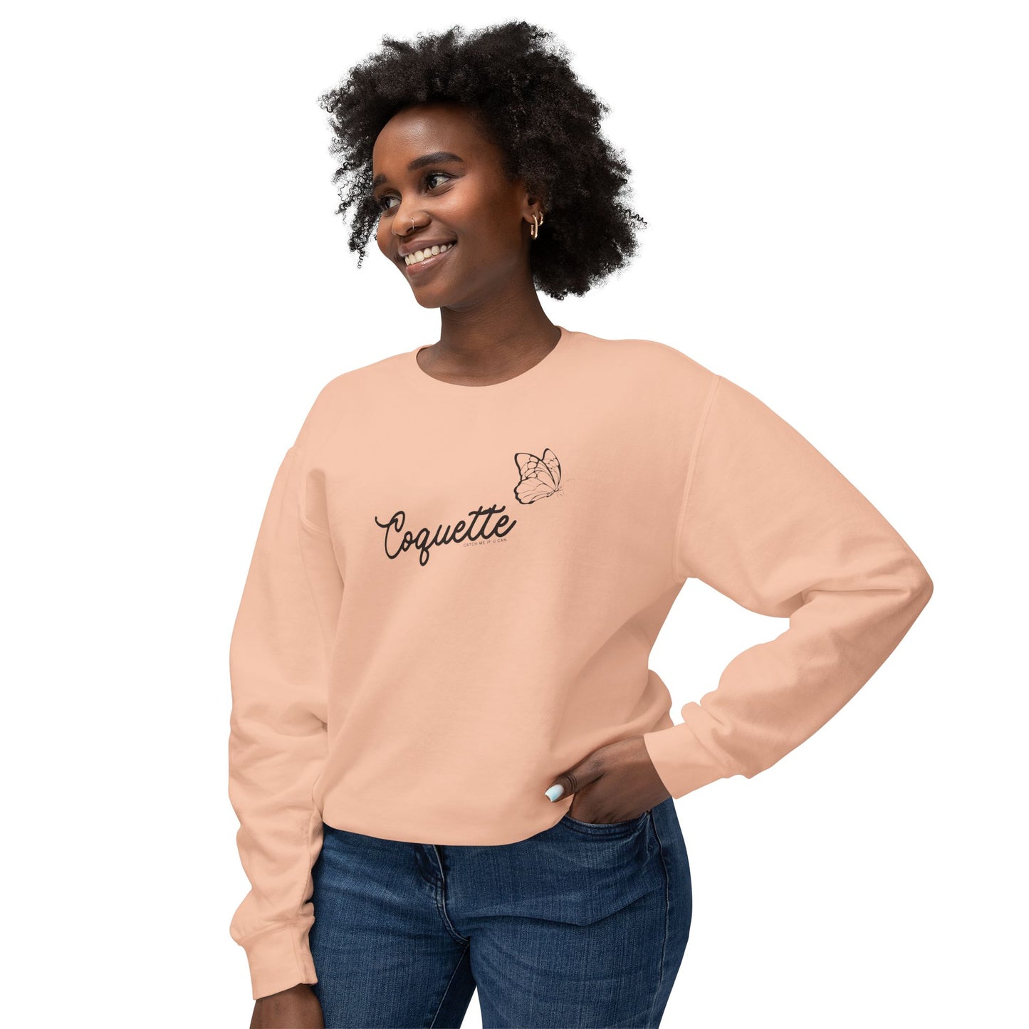 Coquette Butterfly Sweatshirt, Feminine Lightweight Crewneck