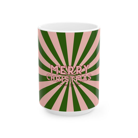 Christmas Peppermint Mug, Pink/Green