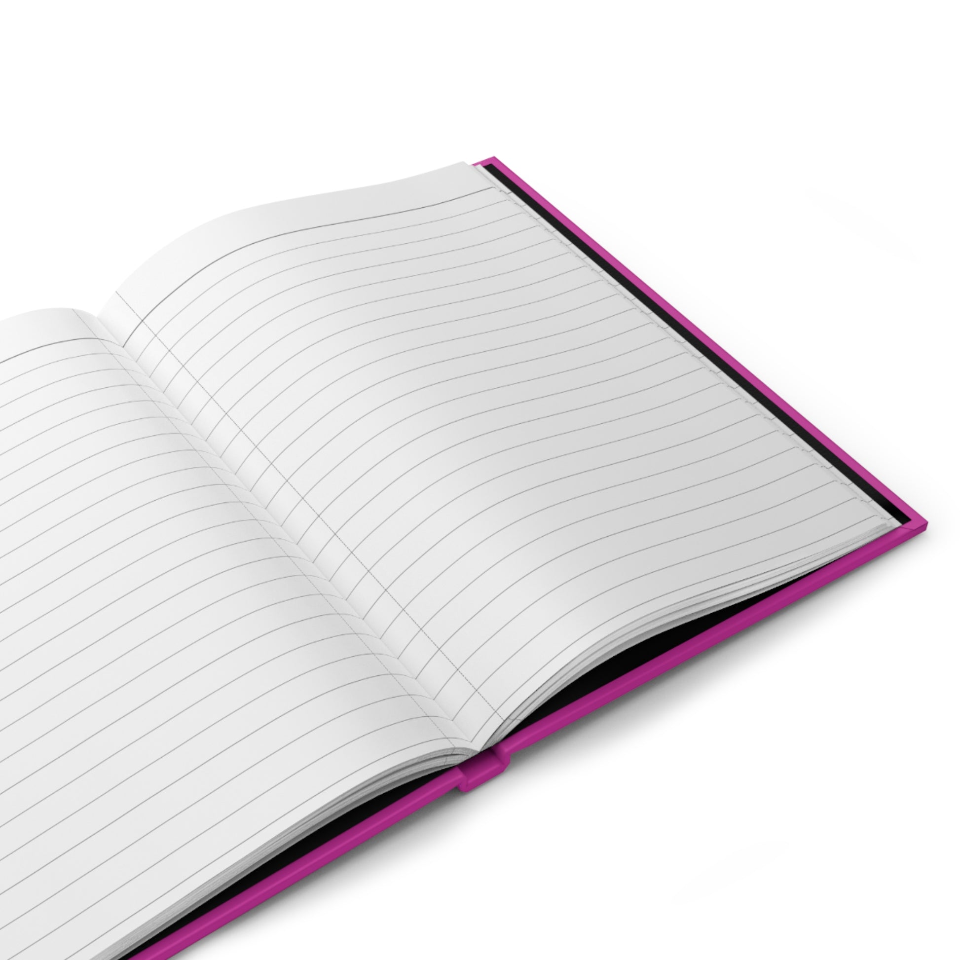 Open notebook with pink binding on a white background