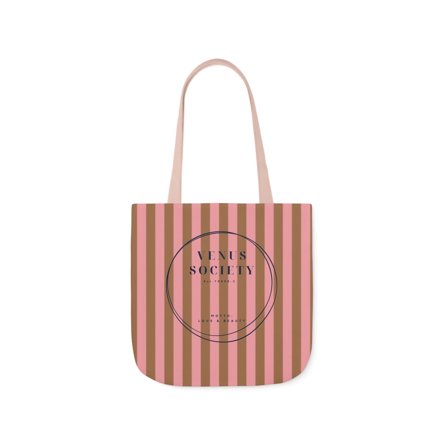 Preppy Pink and Brown Striped Venus Canvas Tote, Venus Society