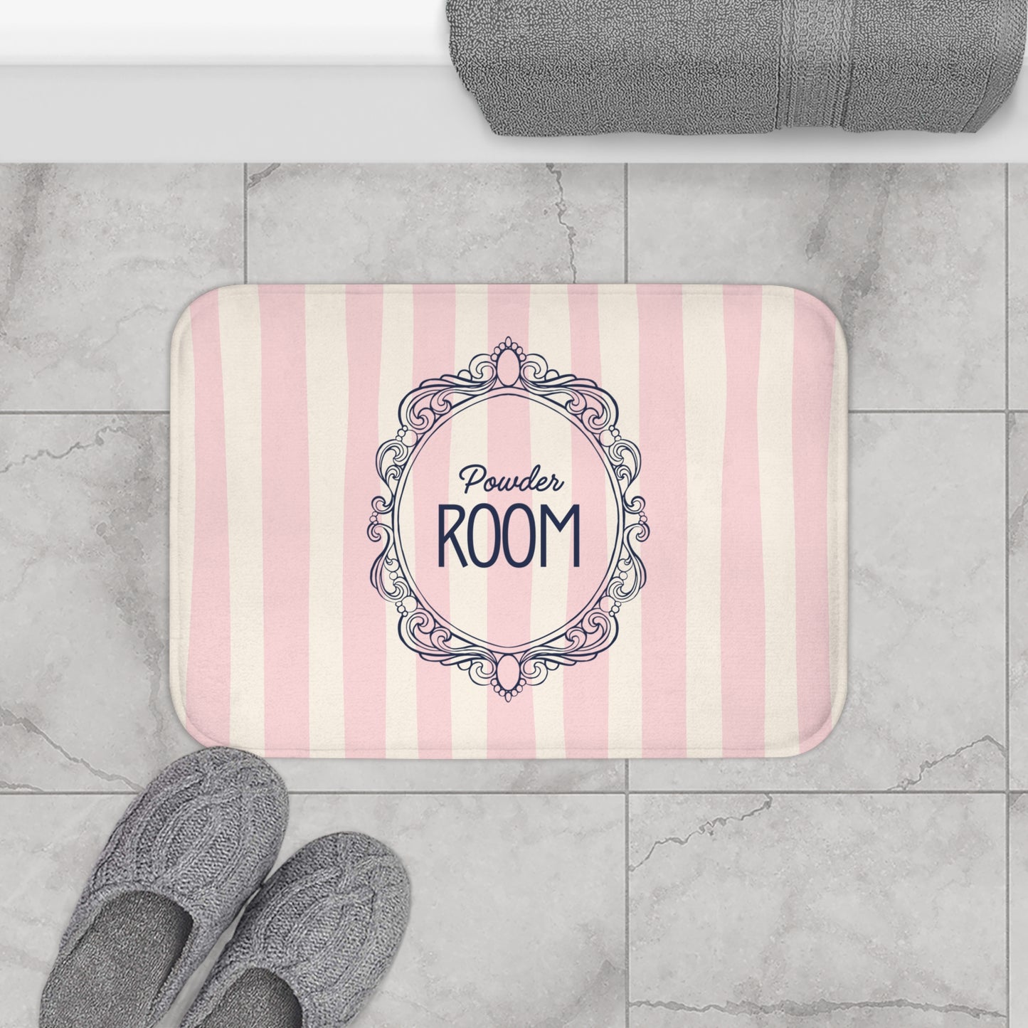 Powder Room Pink Striped Bath Mat | Girly Decor
