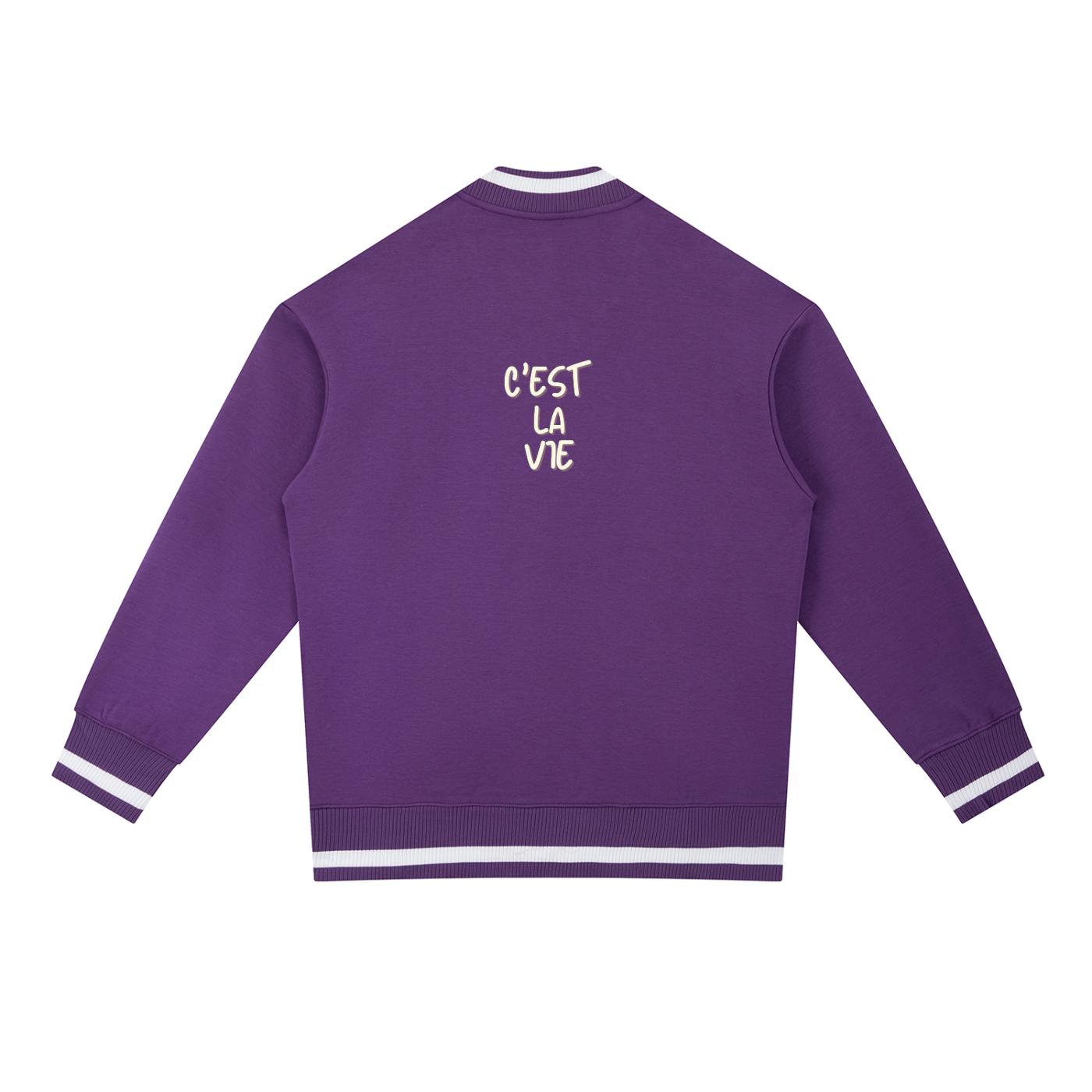 C'est la Vie Contrast Piping Bomber Jacket, Purple