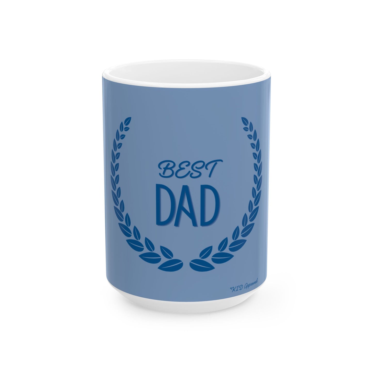 Best Dad "Kid Approved" Ceramic Mug — Elegant Wreath Design (11oz & 15oz)