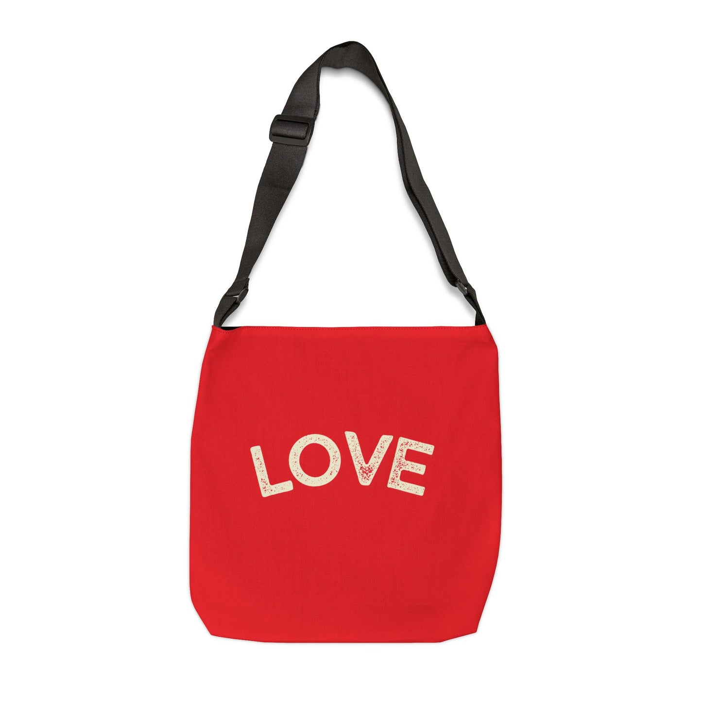 Red bag with 'LOVE' text on a white background
