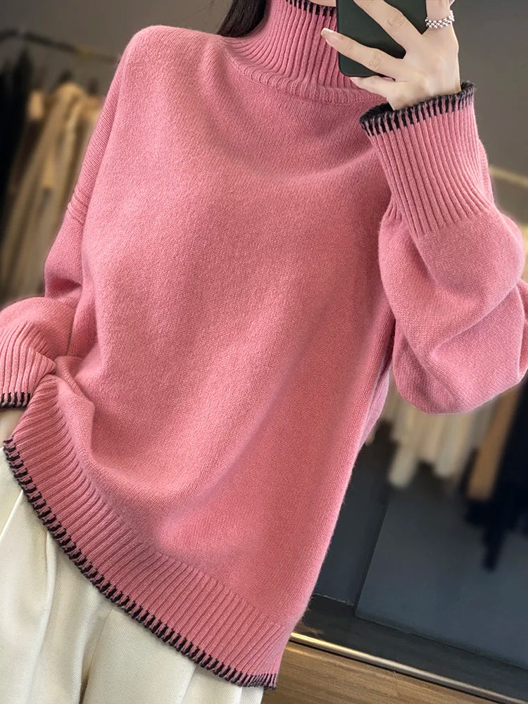 Oversized Wool Cashmere Turtleneck | Ladies Ski Apparel