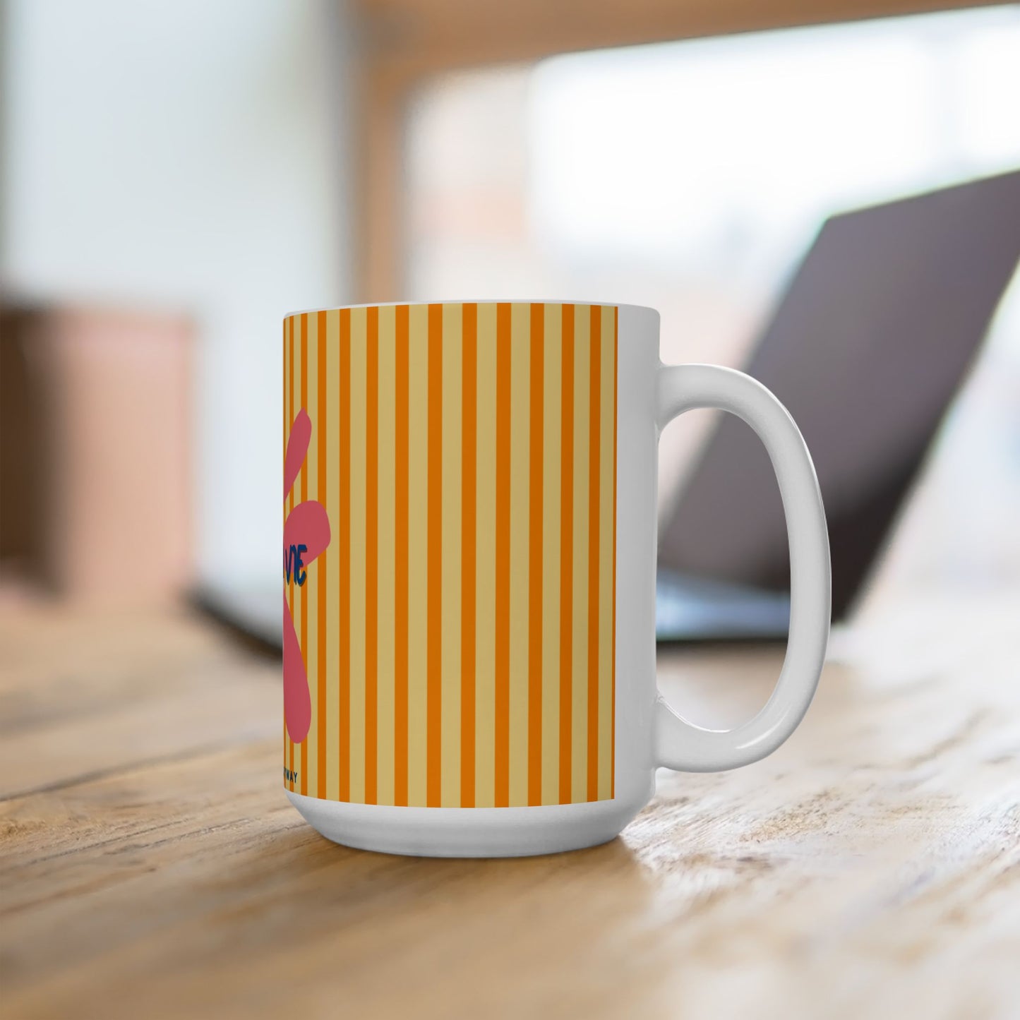 C'est la Vie 'Be Happy Anyway' Flower Ceramic Mug, LEMON YELLOW - Encouragement Gift