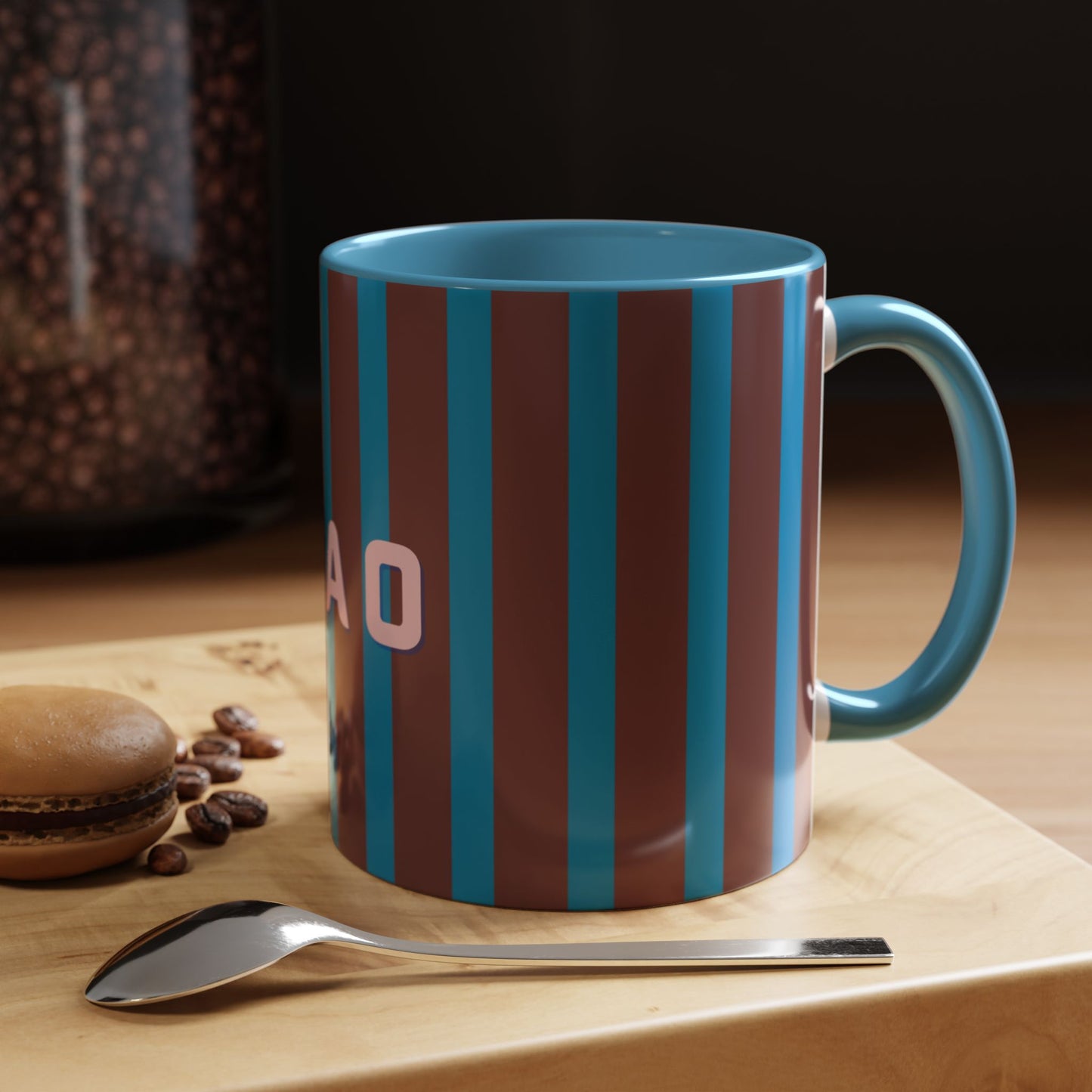 Ciao Accent Coffee Mug, Crimson  | Colorful Striped Ceramic Cup