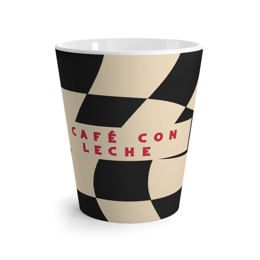Cafe con Leche Latte Cup - Wavy Checker Board Mug