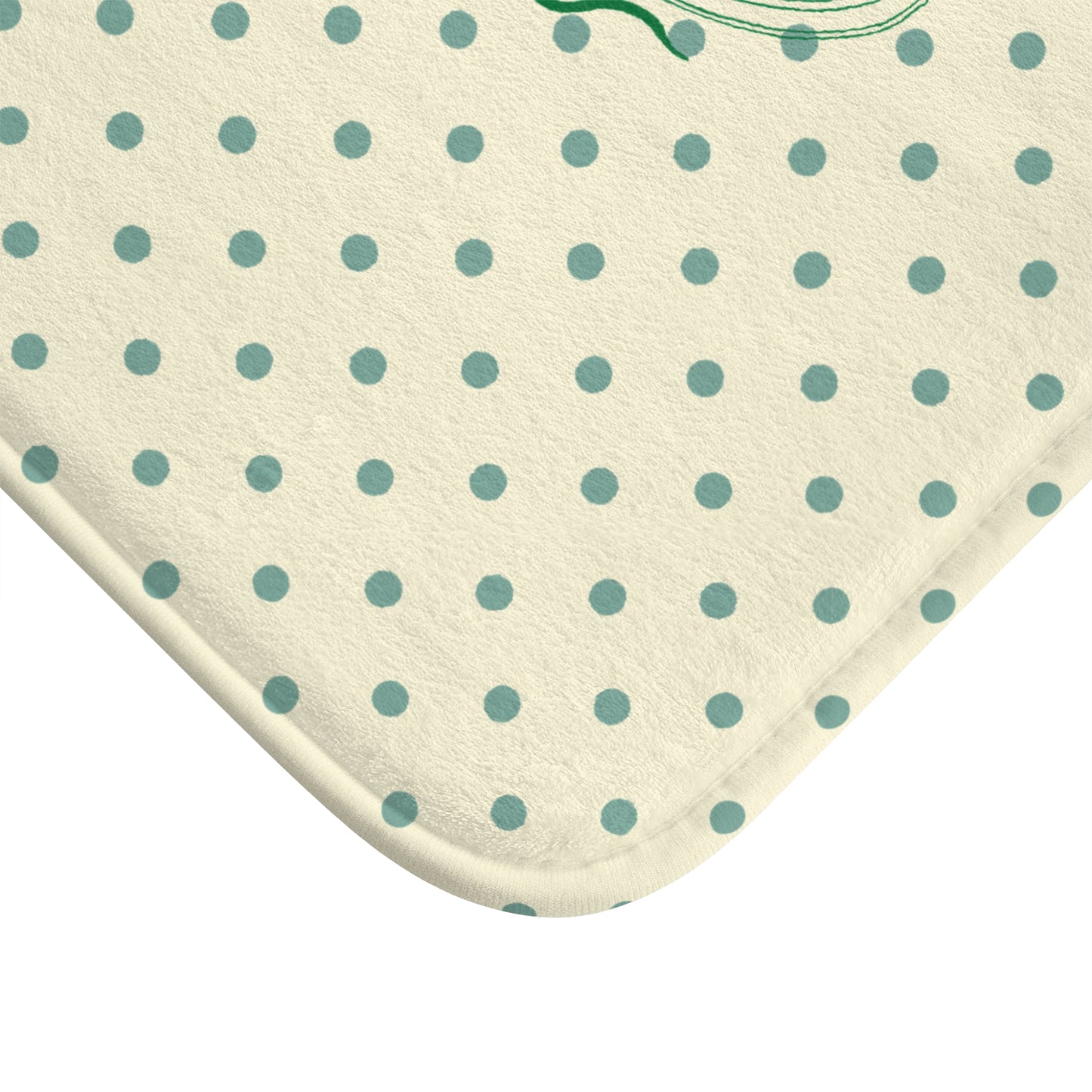 Polka Dot "Le Bain" Bath Mat — Cream & Sage Green Bathroom Rug