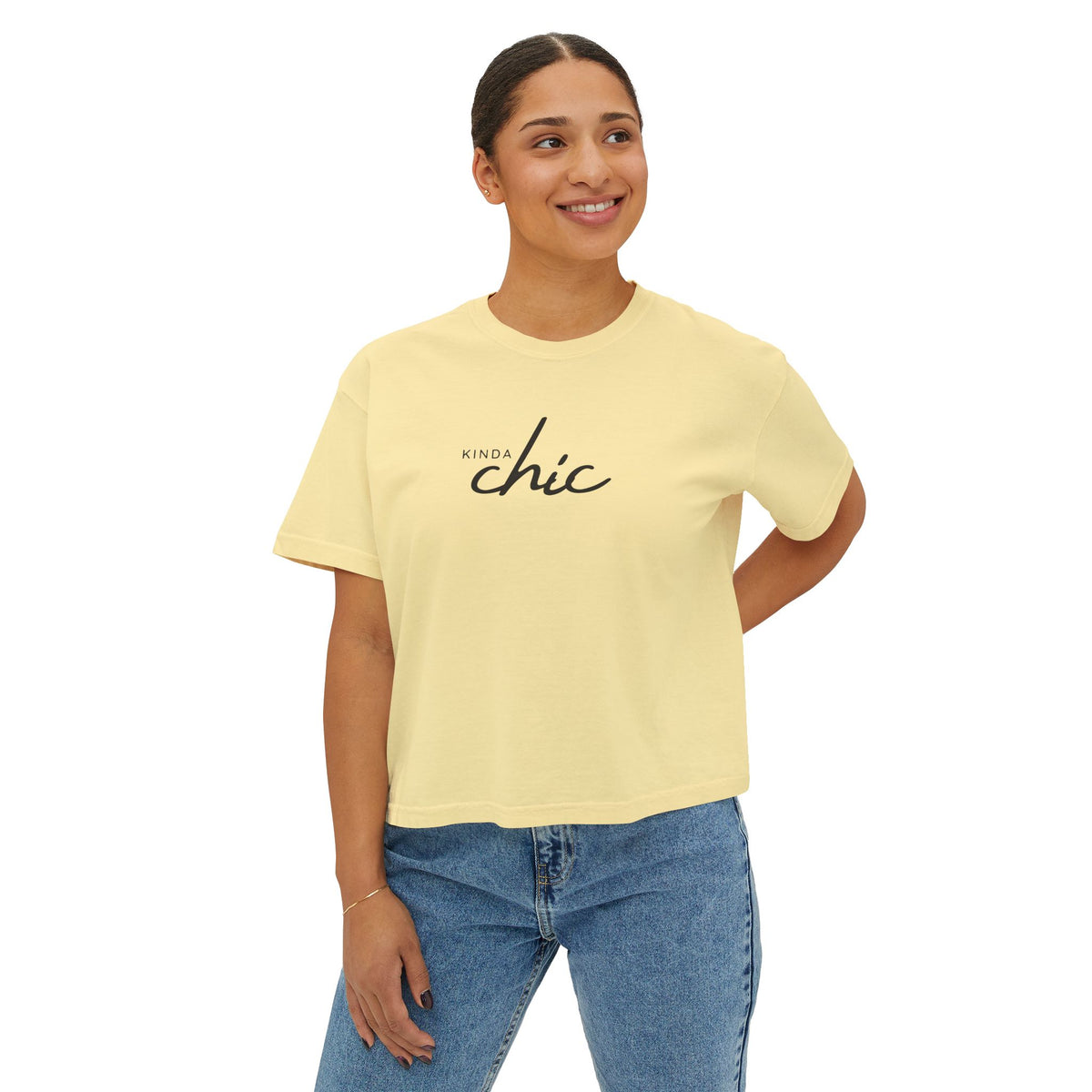 Kinda CHIC Graphic Boxy Tee — Stylish Women's T-Shirt