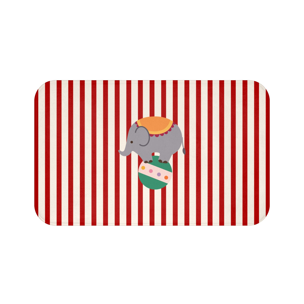 Circus Elephant Bath Mat with Red Striped Nursery Design