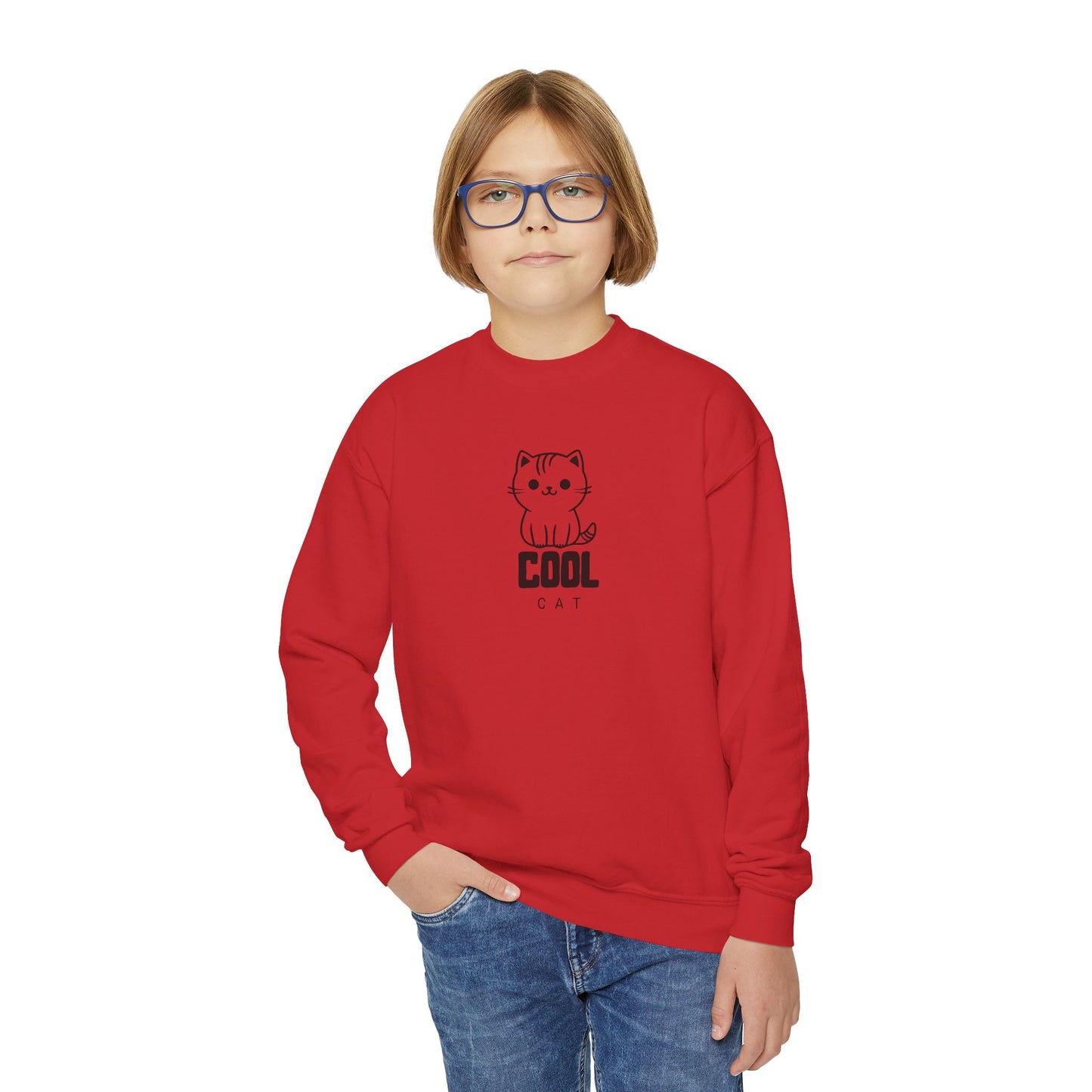 Cool Cat Teen  Crewneck Sweatshirt | Halloween Shirt