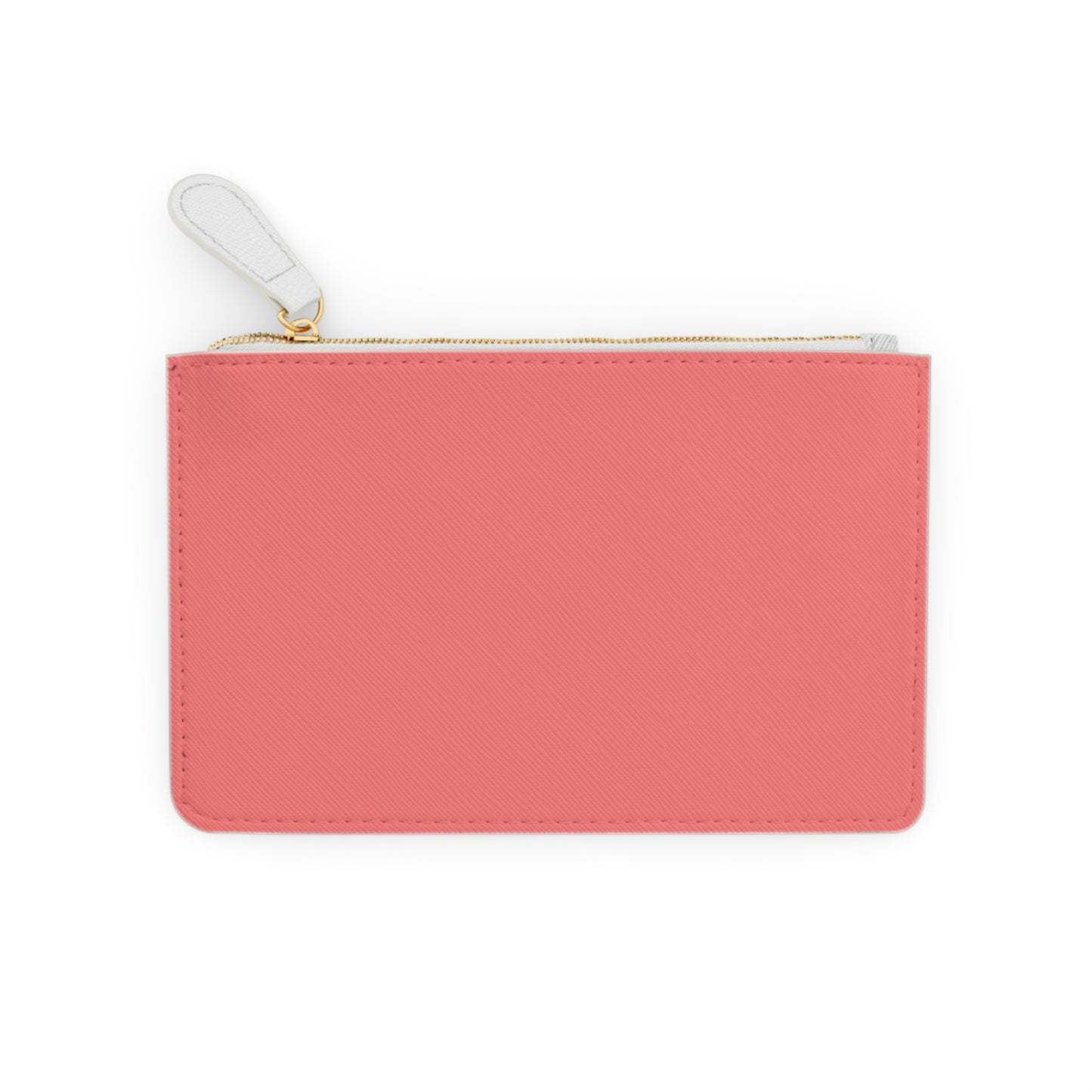 Pink pouch with a white zipper on a white background