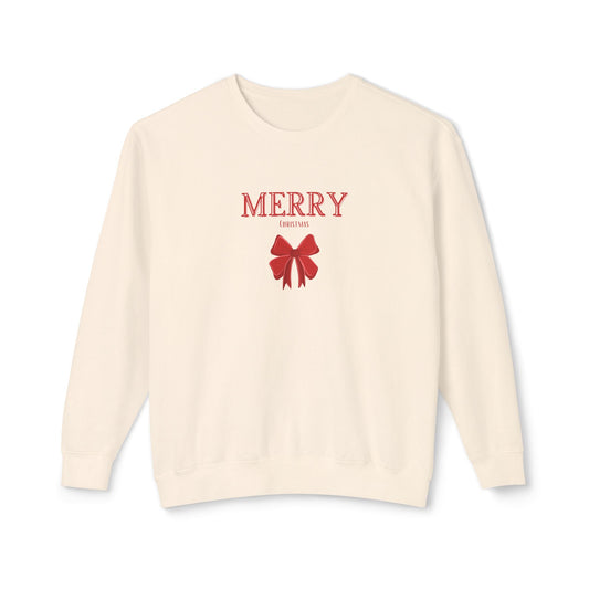 Merry Christmas Bow Ladies Sweatshirt