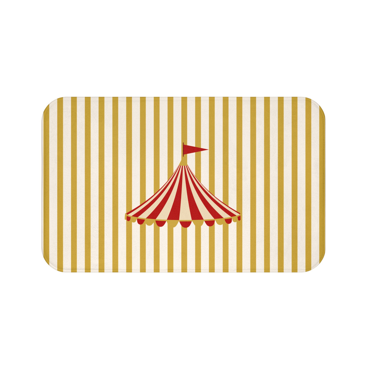Vintage Circus Top Bath Mat with Striped Nursery Design