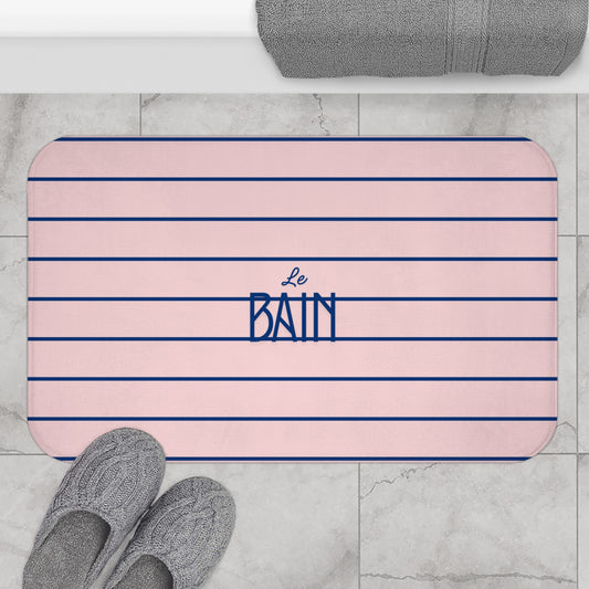 Le Bain Ballet Pink Bath Mat — French-Inspired Blue Stripe Bathroom Rug