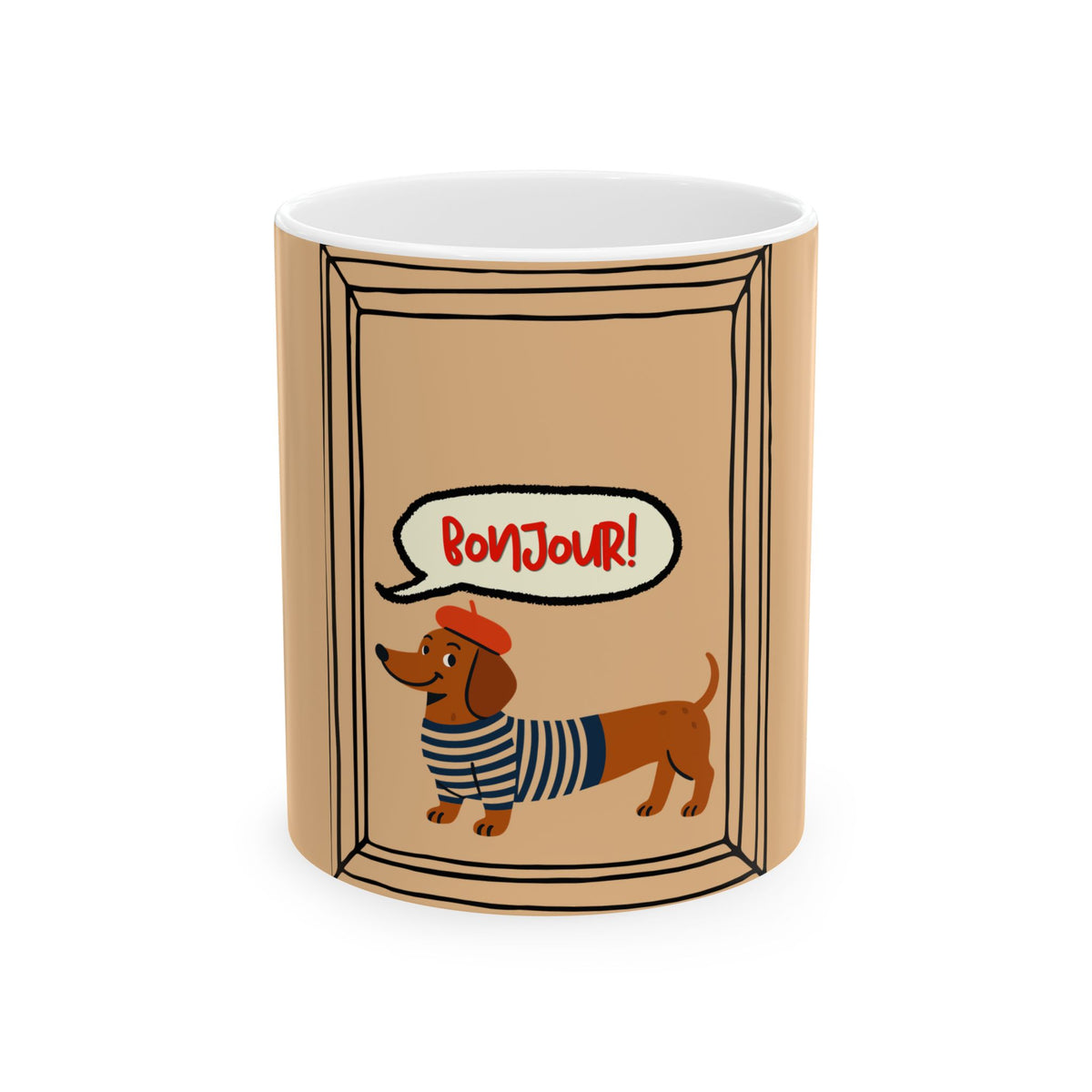 Bonjour Dachshund Ceramic Mug