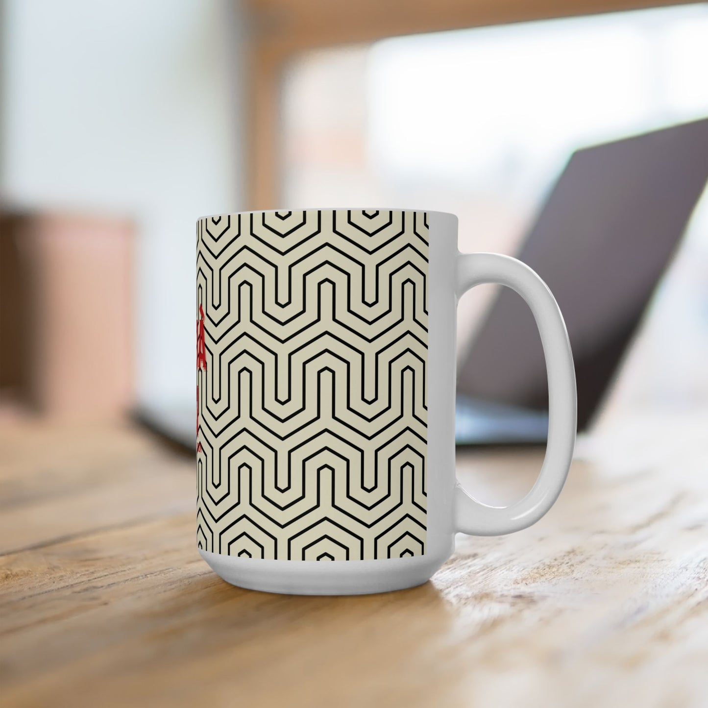 Deja Vu - "Living in the Illusion" Ceramic Mug,  Geometric pattern