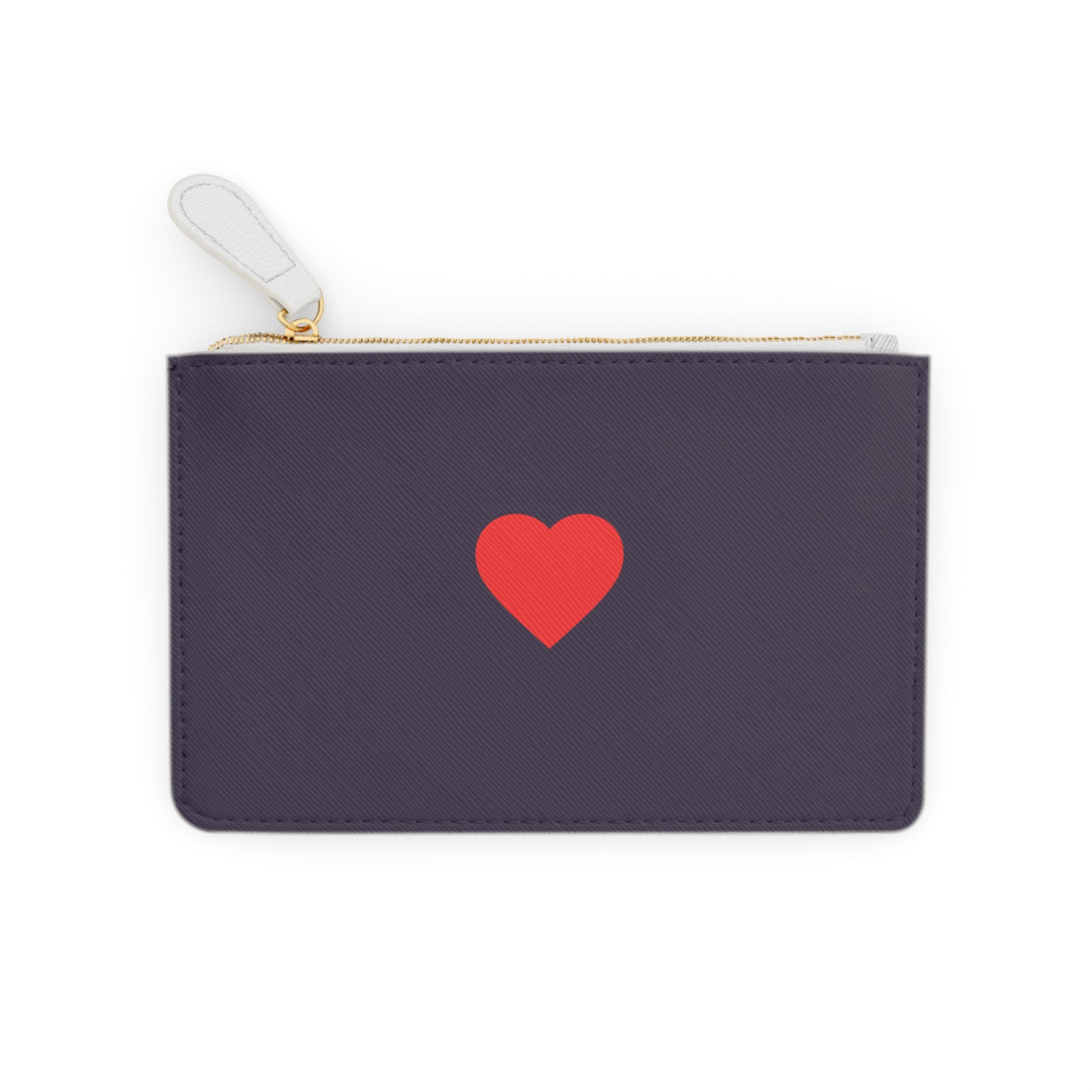 Navy pouch with a red heart on a white background