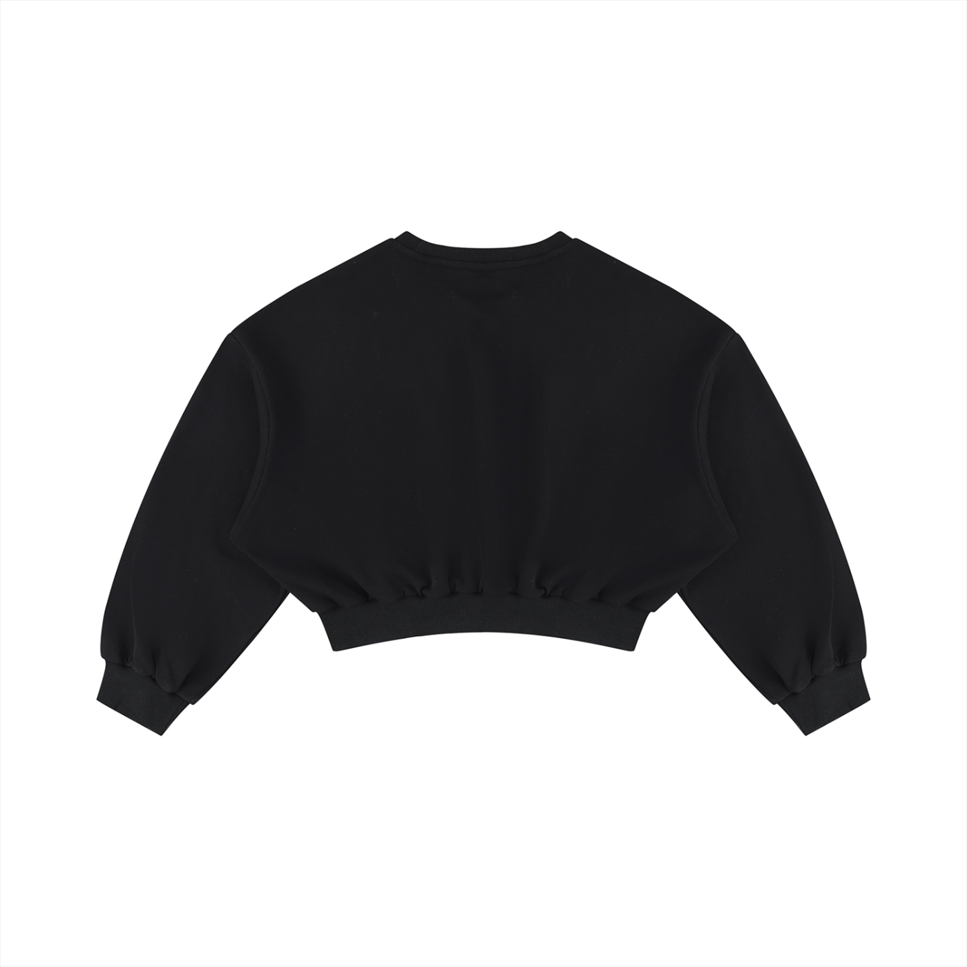 Black cropped sweatshirt on a white background