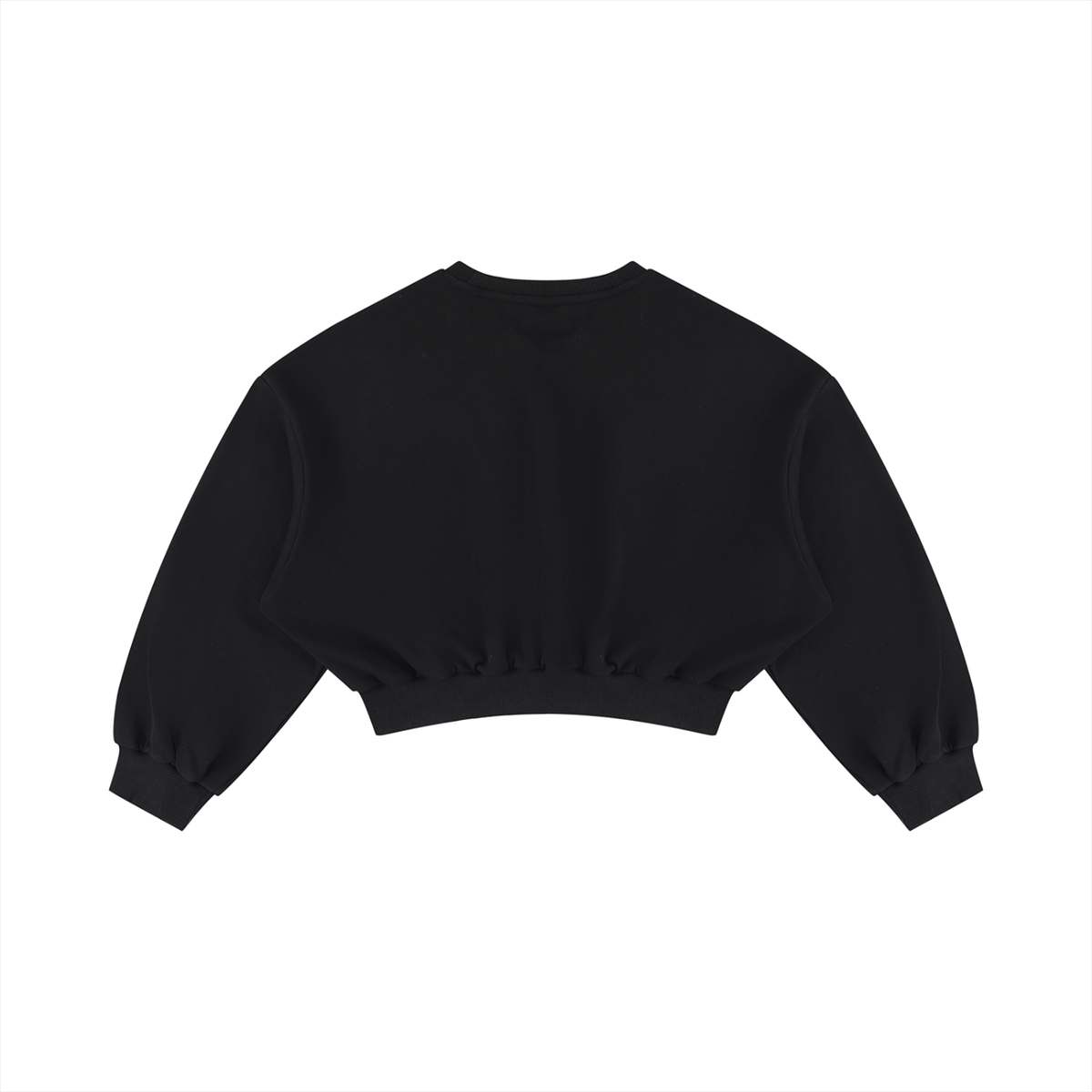 Black cropped sweatshirt on a white background