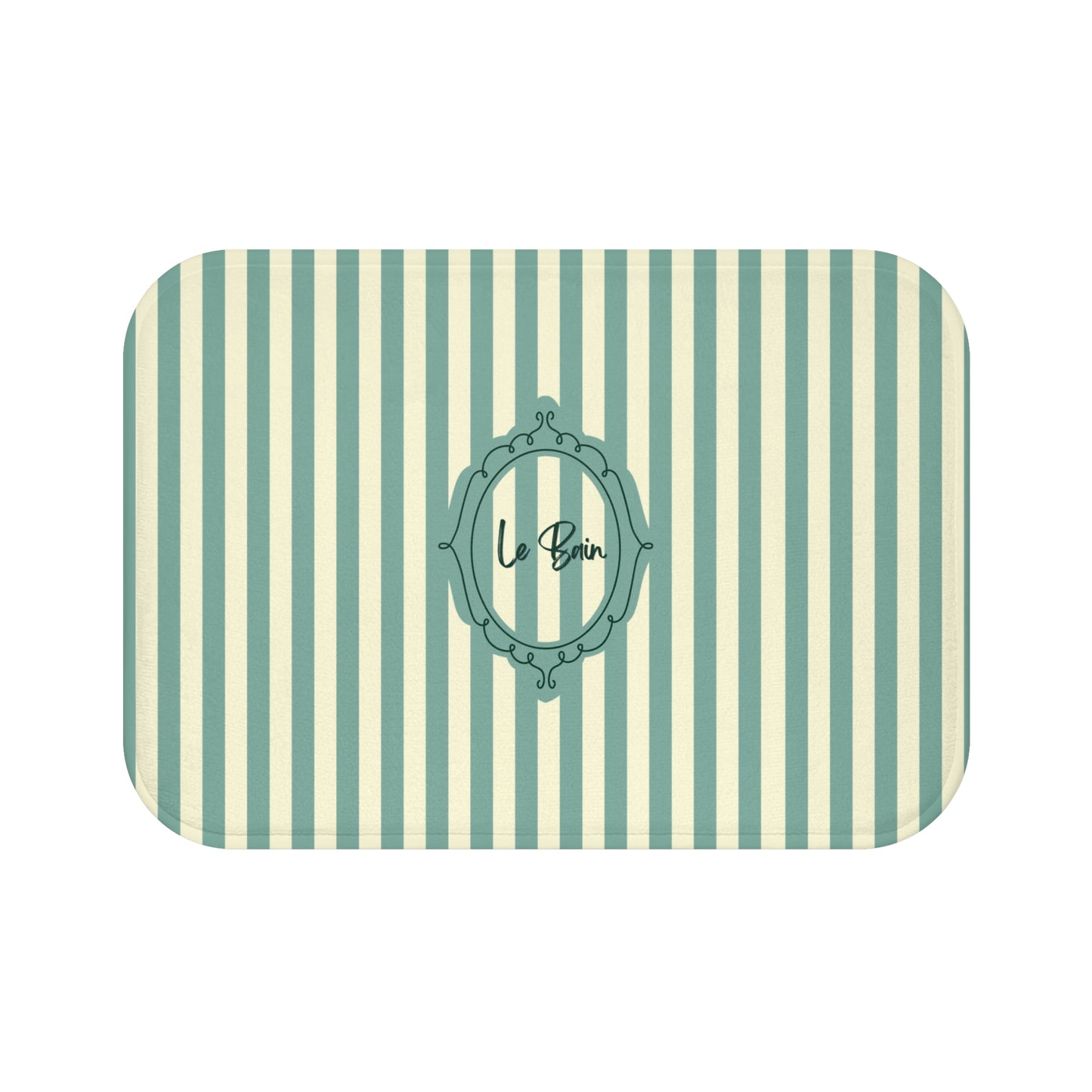 Le Bain Striped Bath Mat — Coastal Green/Cream Bathroom Rug