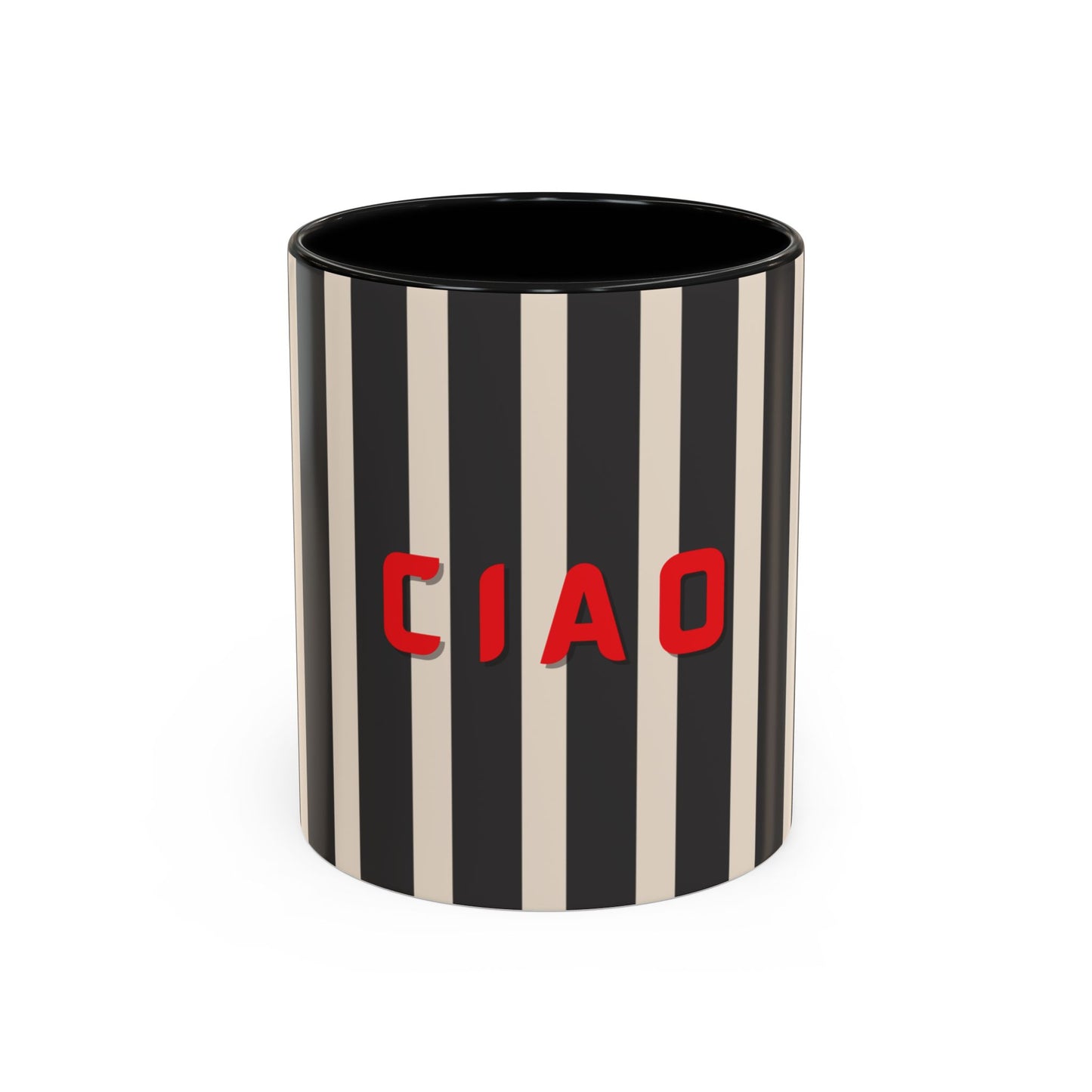 Black/White Striped Ceramic Cup