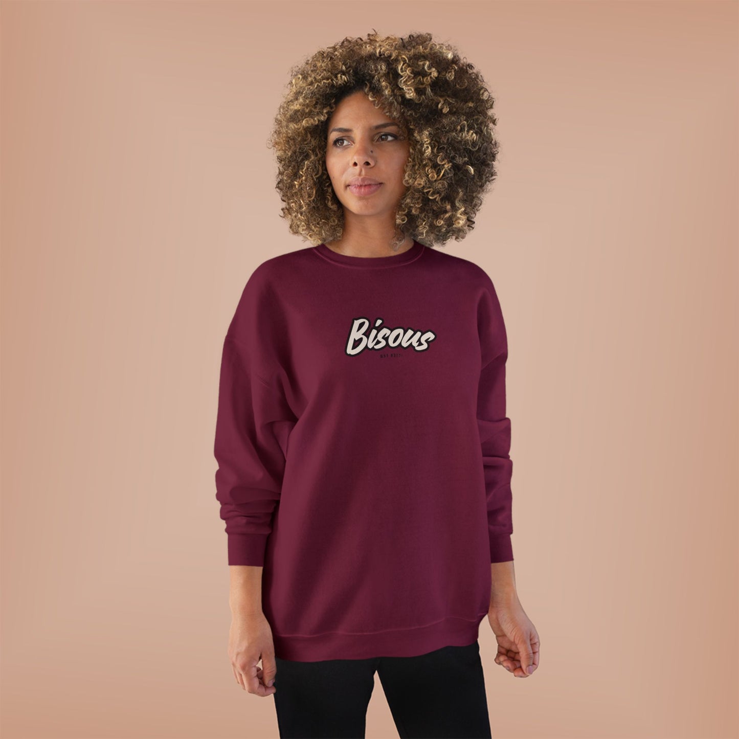 Cozy BISOUS Crewneck Sweatshirt, French Preppy