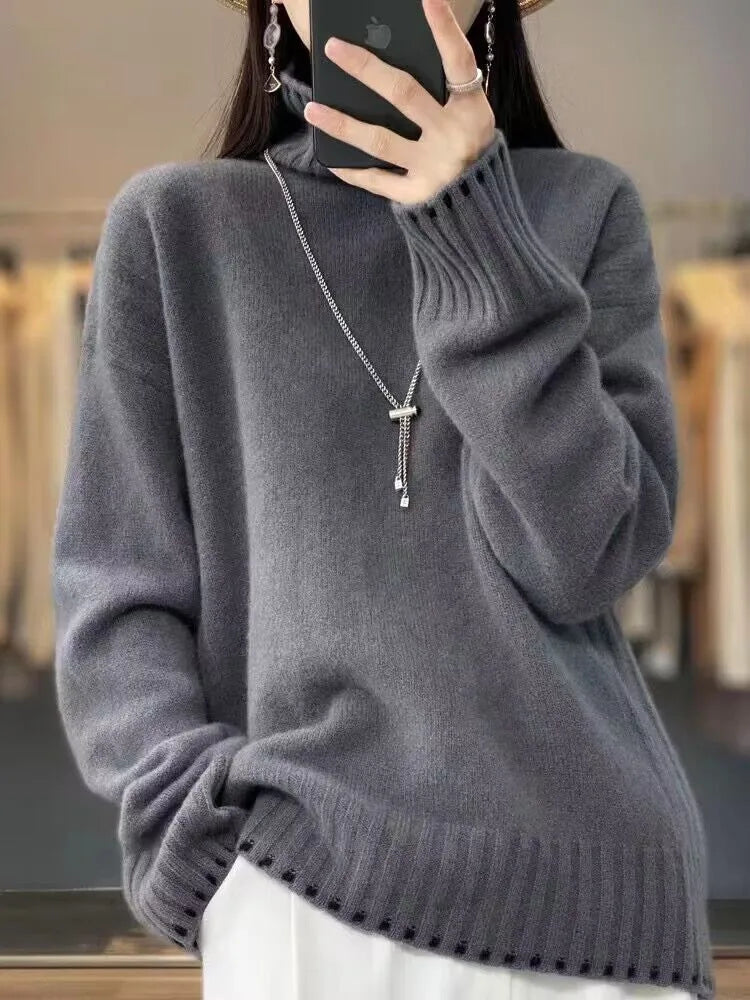 Oversized Wool Cashmere Turtleneck | Ladies Ski Apparel