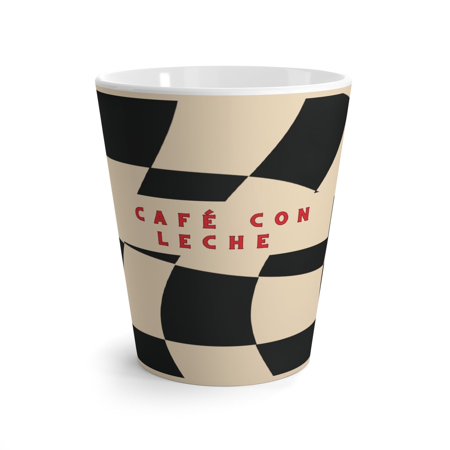 Cafe con Leche Latte Cup - Wavy Checker Board Mug