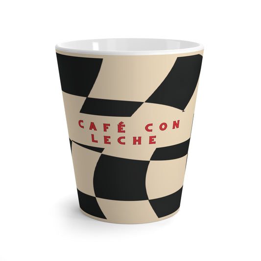 Cafe con Leche Latte Cup - Wavy Checker Board Mug
