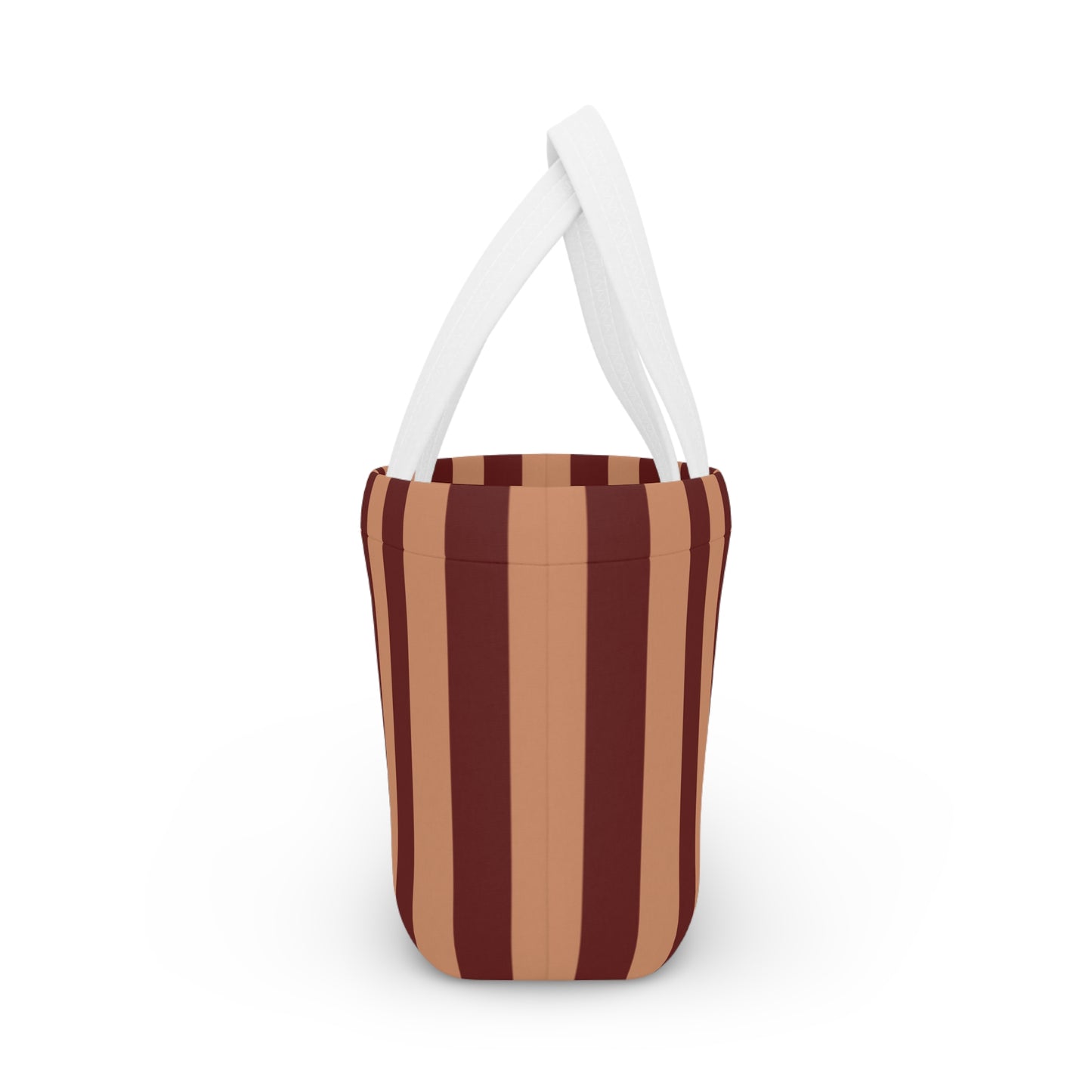 Striped 'SNACKS' Insulated Lunch Bag — Retro Brown Picnic Tote