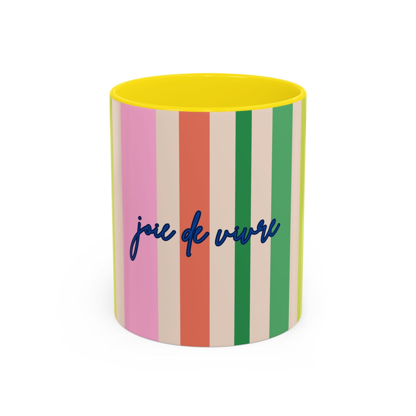 Colorful Striped Accent Coffee Mug, GREEN  – 'Joie de Vivre'