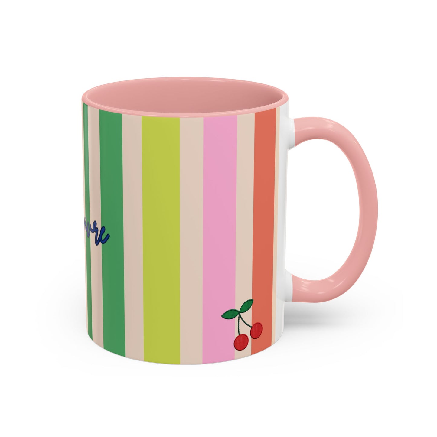 Colorful Striped Accent Coffee Mug, GREEN  – 'Joie de Vivre'