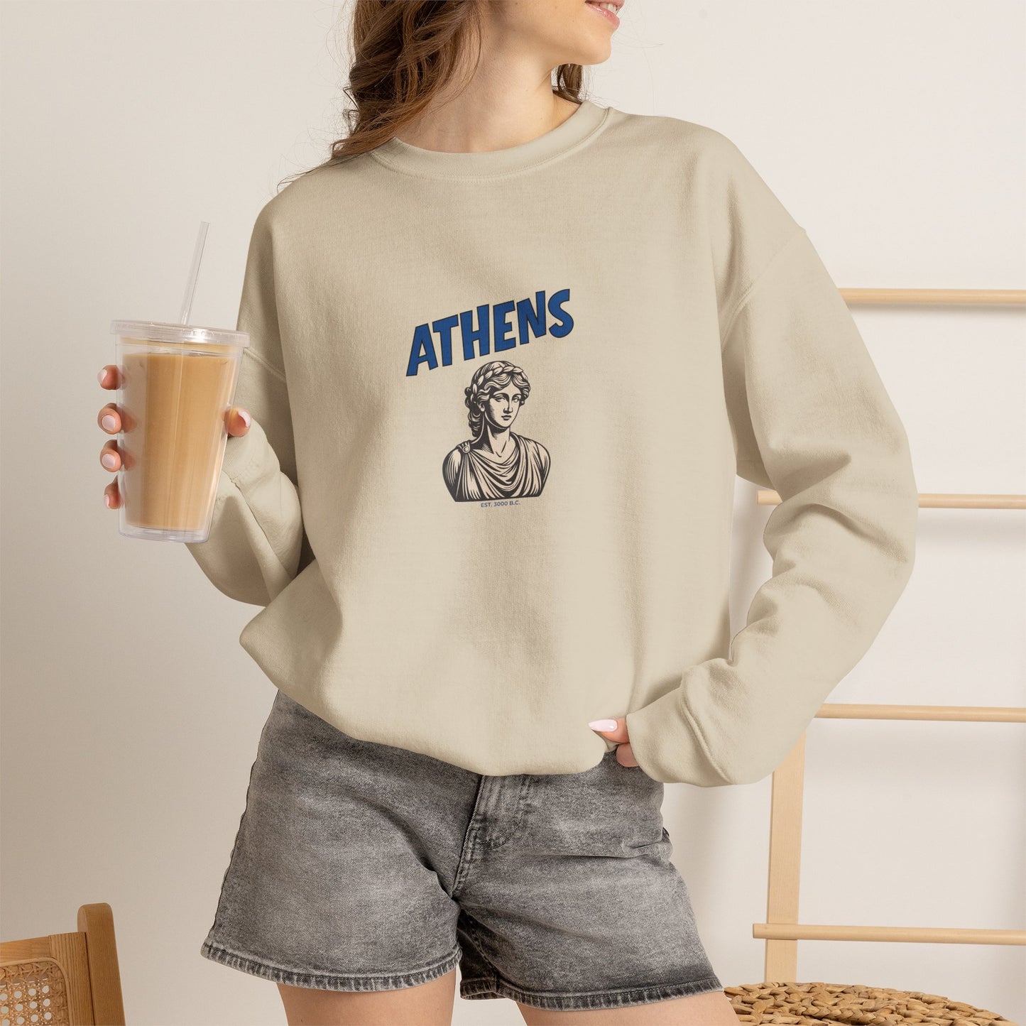 Athens Goddess Graphic Sweatshirt – Classic Greek Statue Crewneck