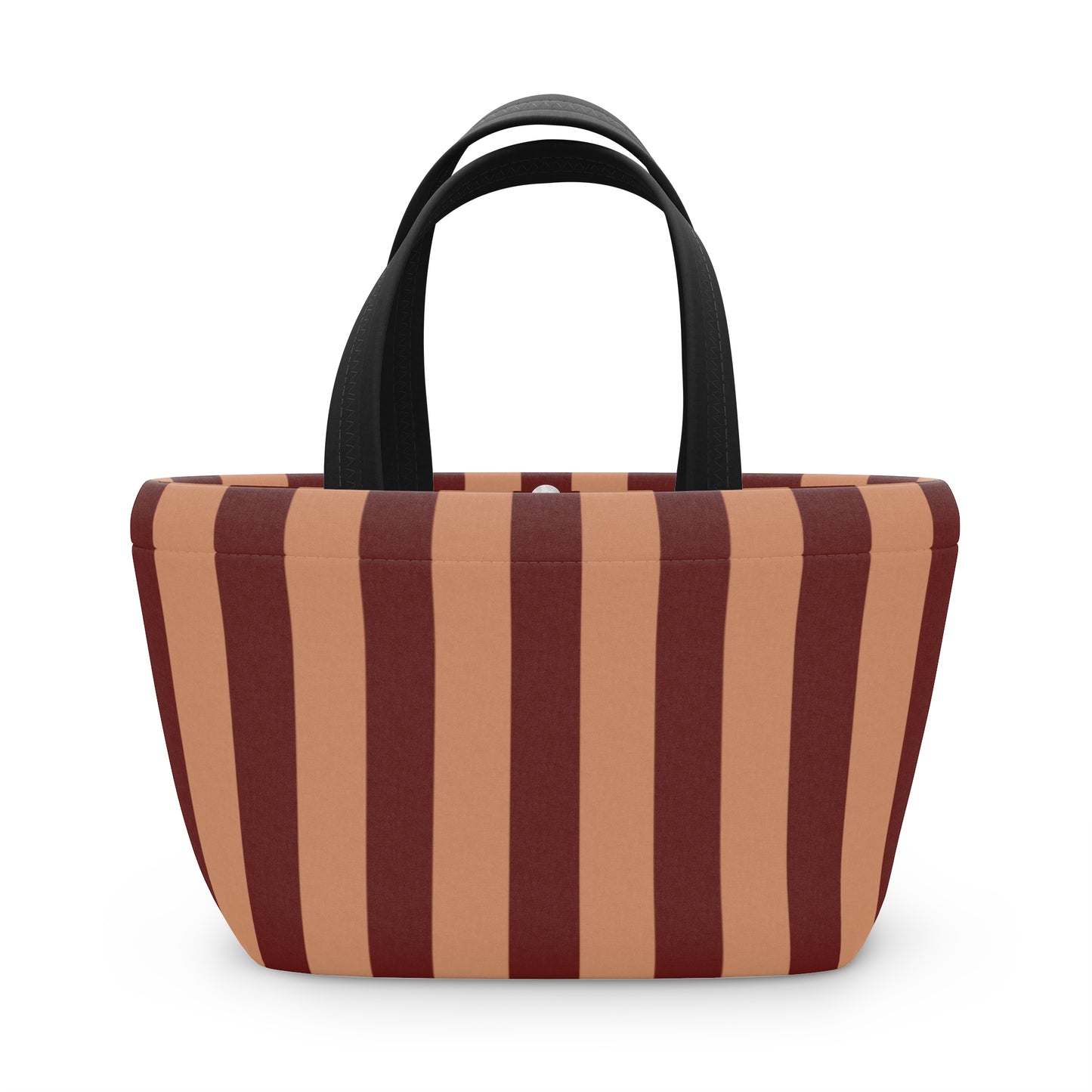 Striped bag with 'SNACKS' text on a white background